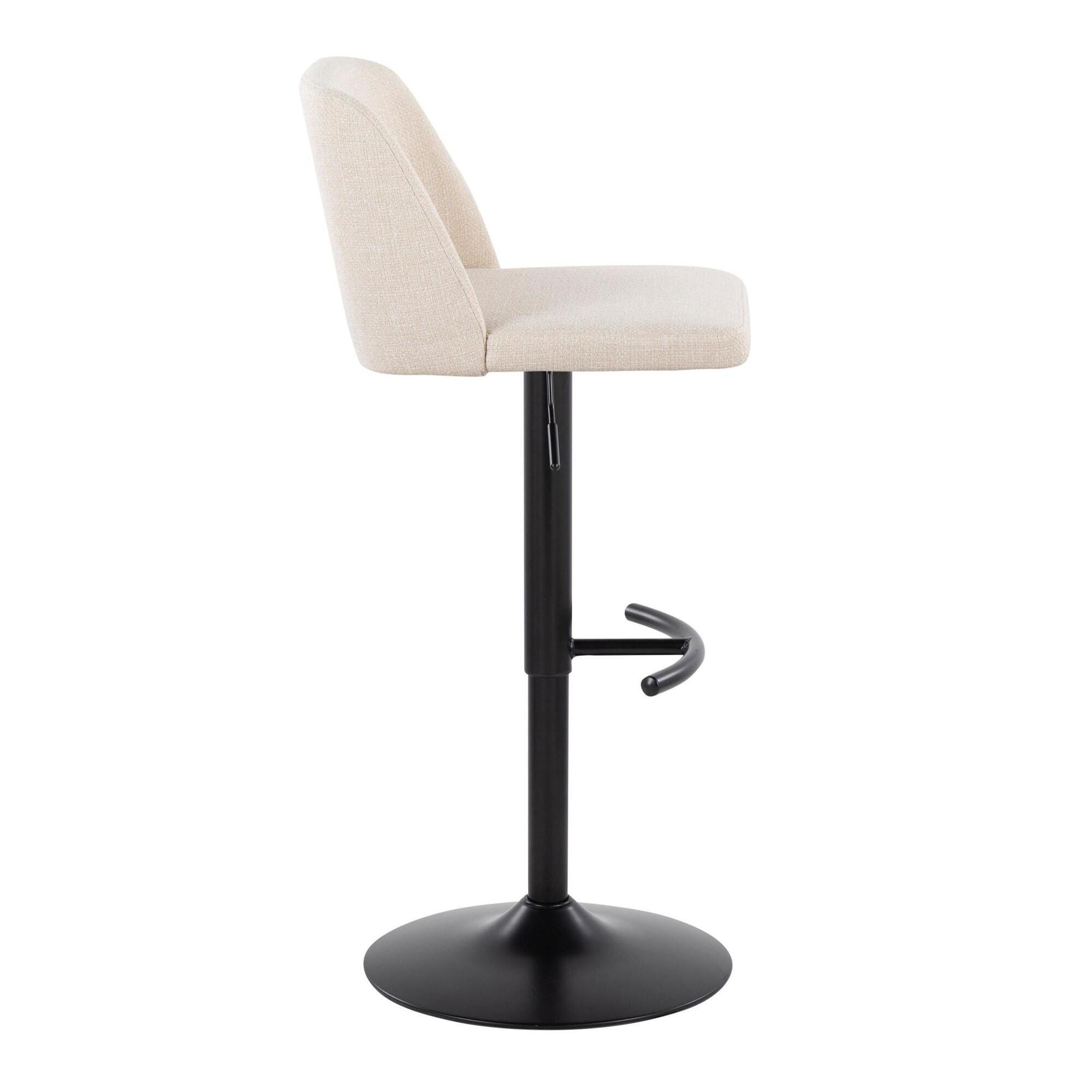 LumiSource Toriano Adjustable Barstool (Set of 2), Cream/Black, large