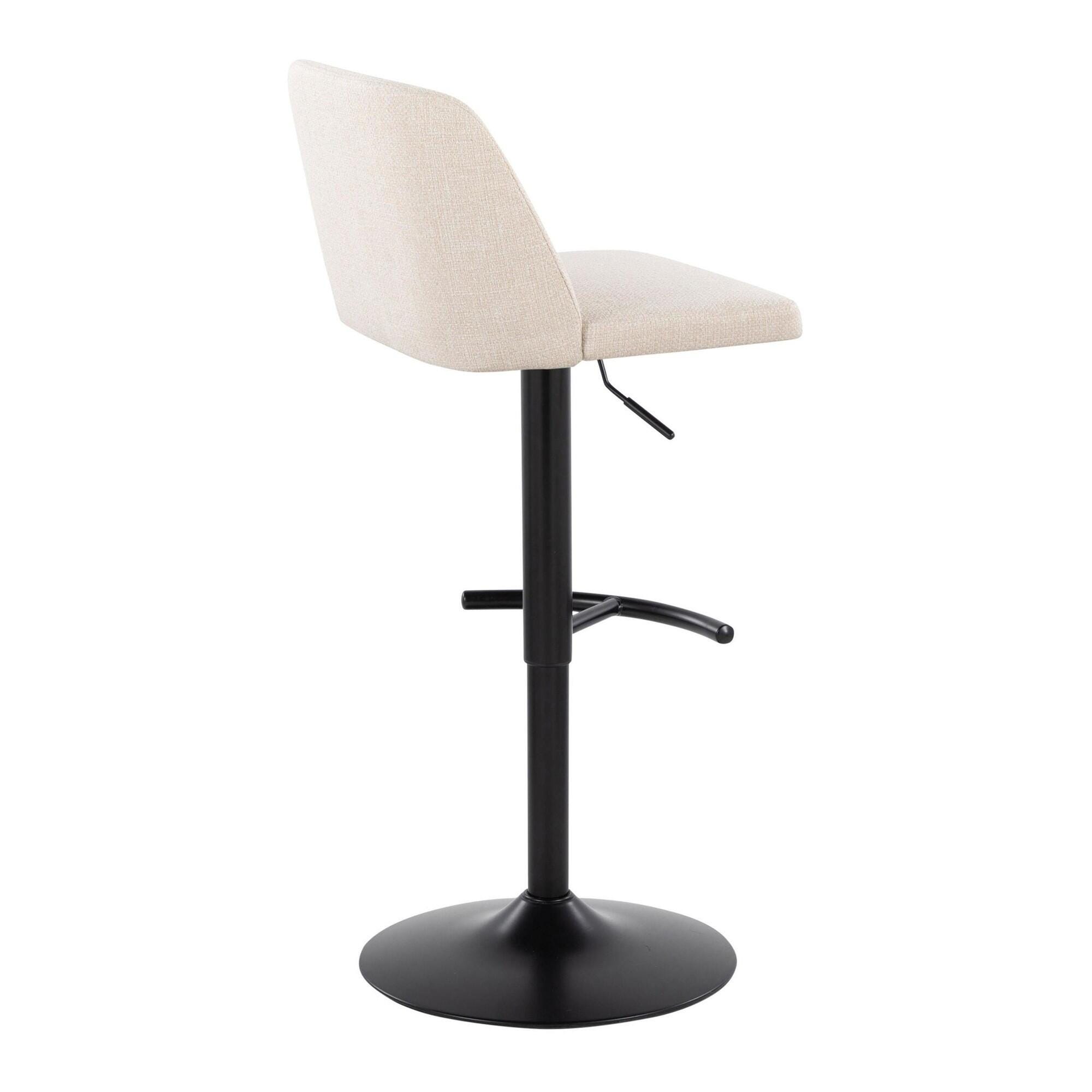 LumiSource Toriano Adjustable Barstool (Set of 2), Cream/Black, large