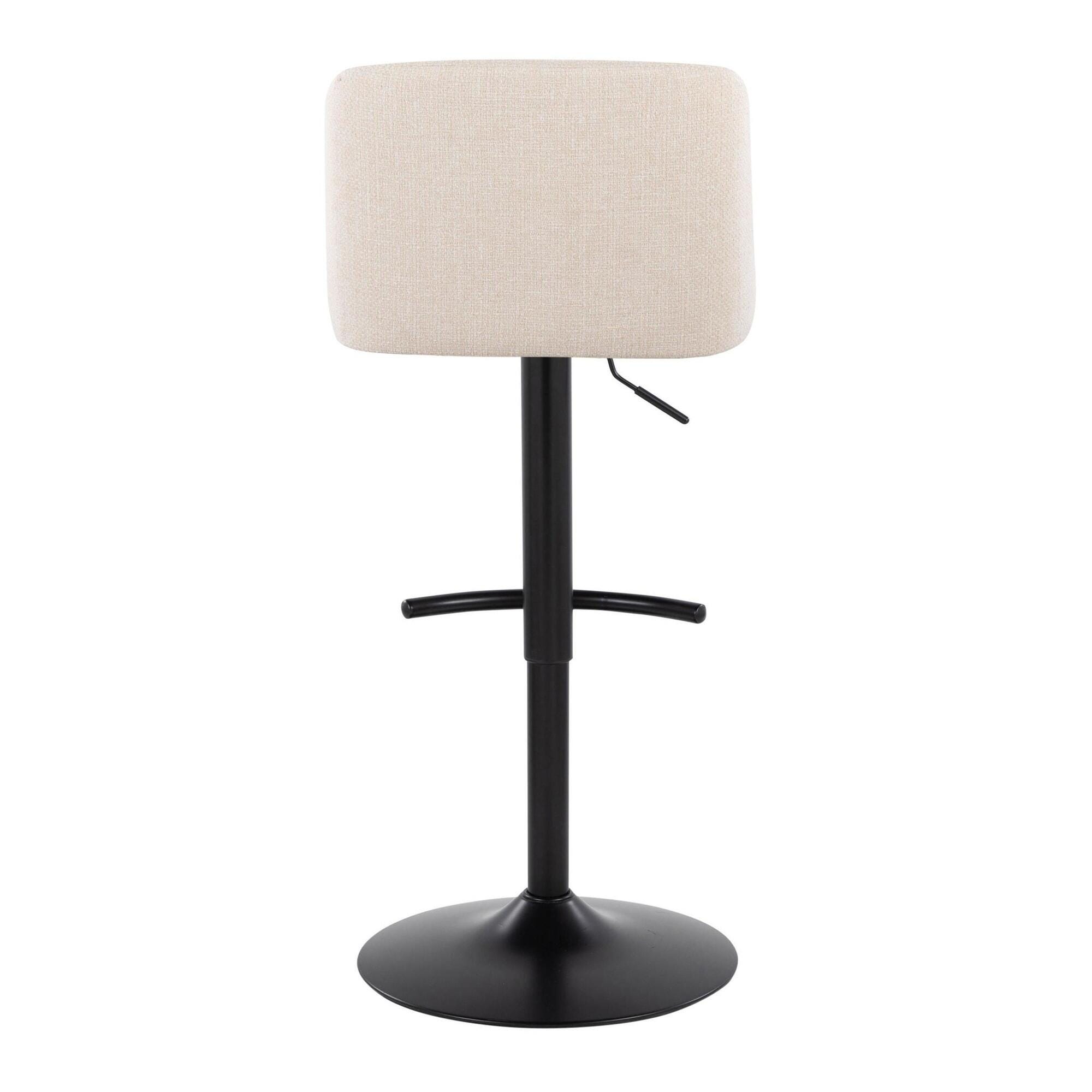 LumiSource Toriano Adjustable Barstool (Set of 2), Cream/Black, large