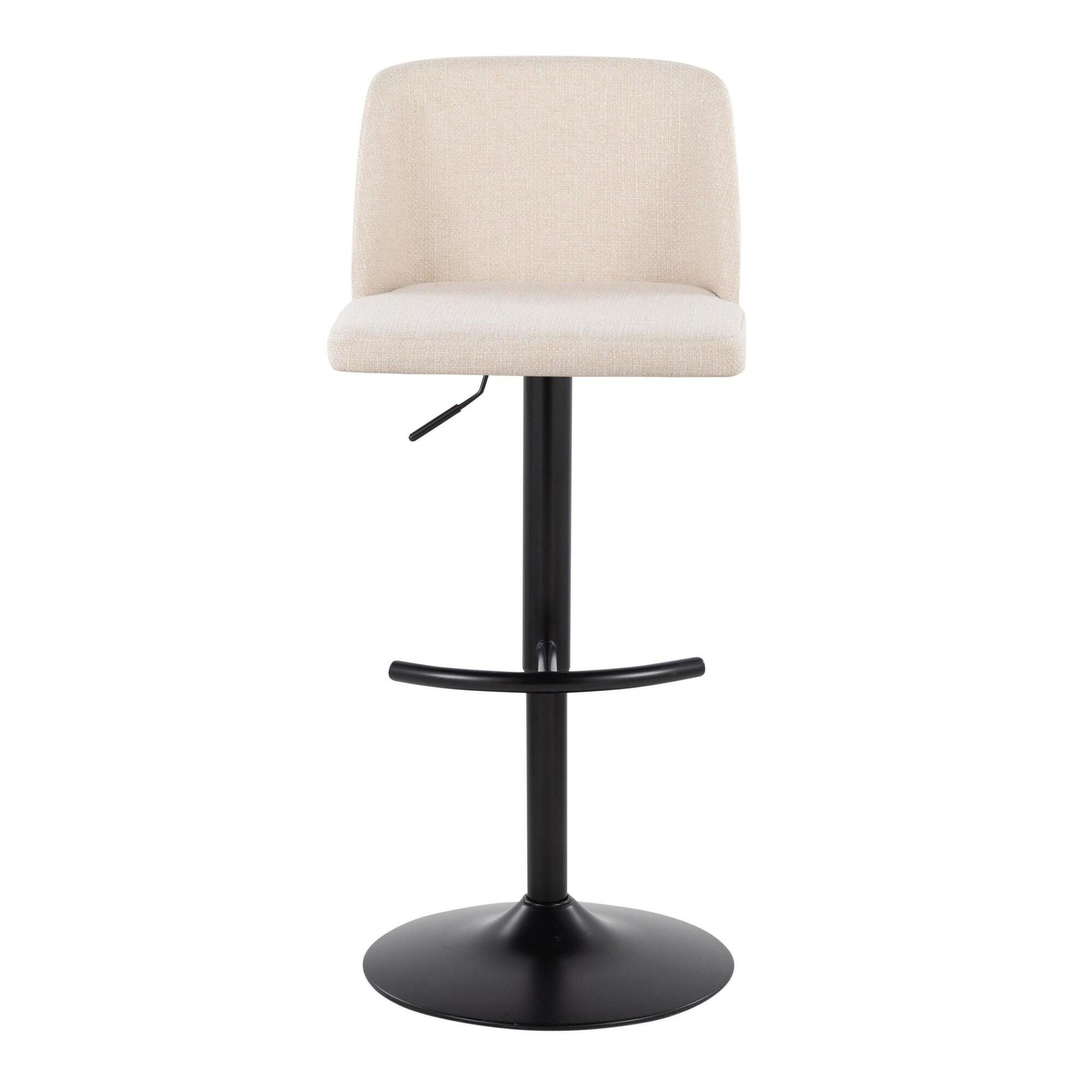 LumiSource Toriano Adjustable Barstool (Set of 2), Cream/Black, large