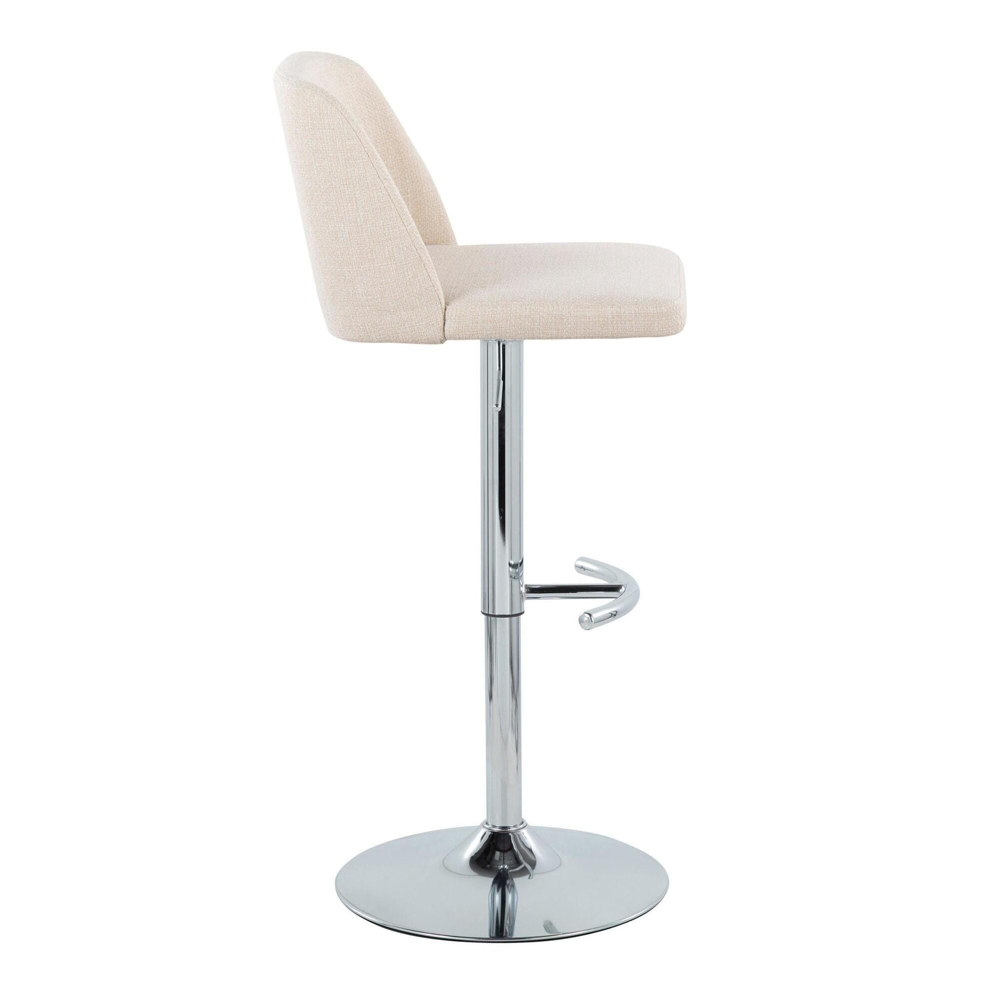 LumiSource Toriano Adjustable Barstool (Set of 2), Cream/Chrome, large