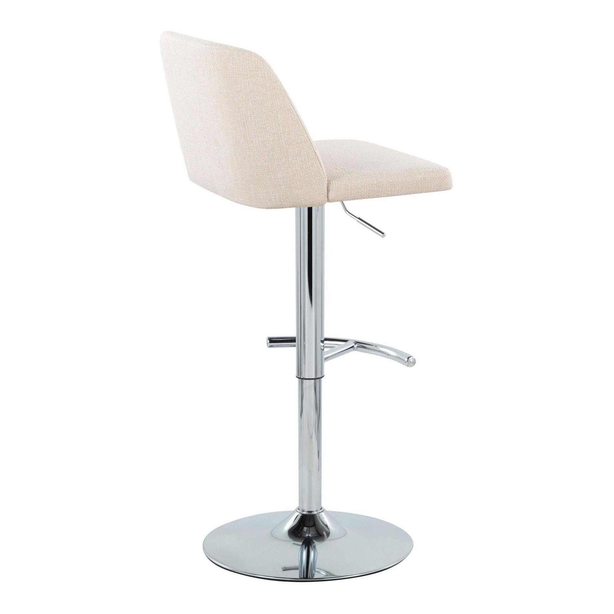 LumiSource Toriano Adjustable Barstool (Set of 2), Cream/Chrome, large