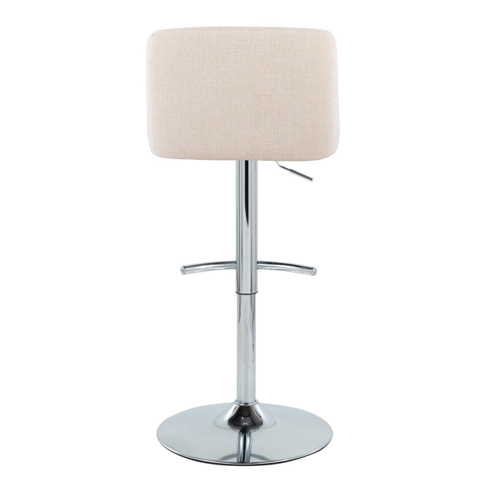 LumiSource Toriano Adjustable Barstool (Set of 2), Cream/Chrome, large