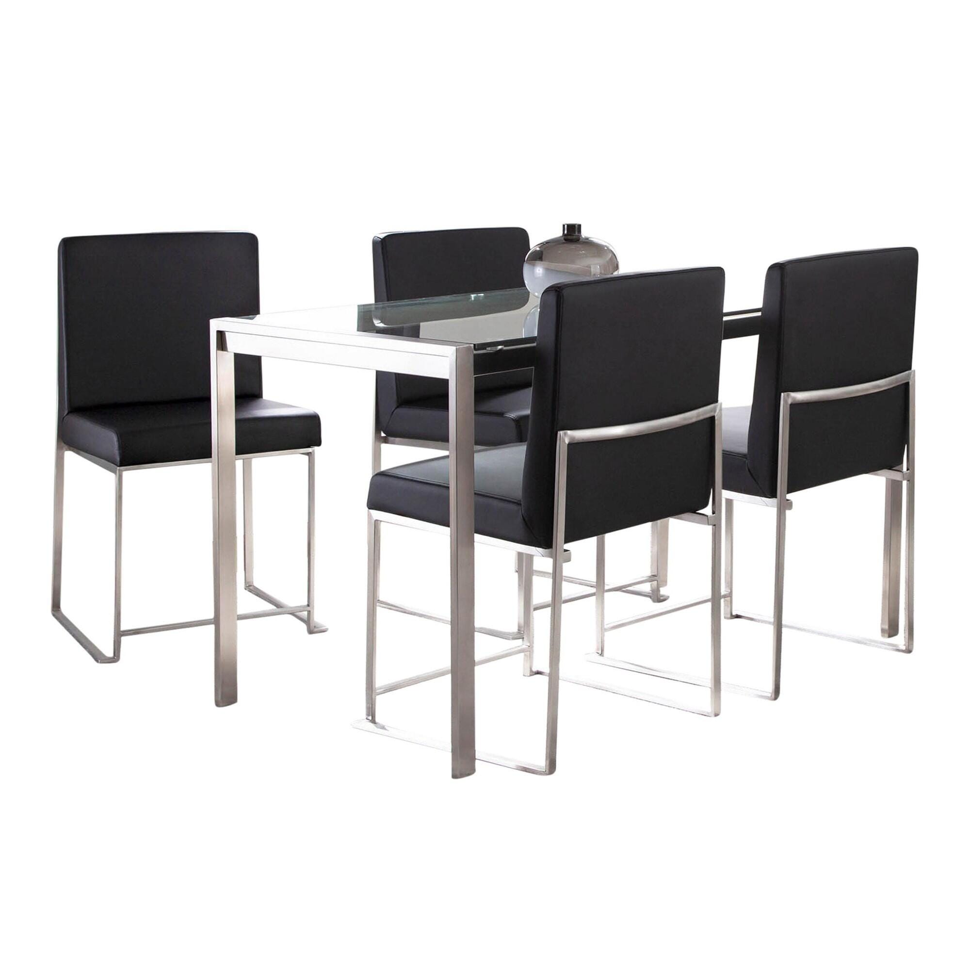 LumiSource Fuji Dining Table and 4 Chairs, Black, large