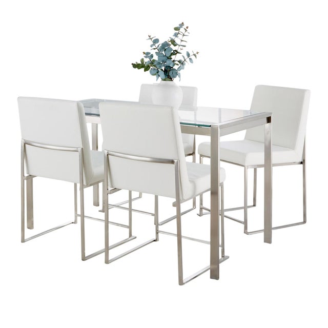 LumiSource Fuji Dining Table and 4 Chairs, White