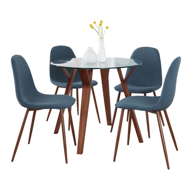 LumiSource Folia Pebble Round Dining Table and 4 Chairs