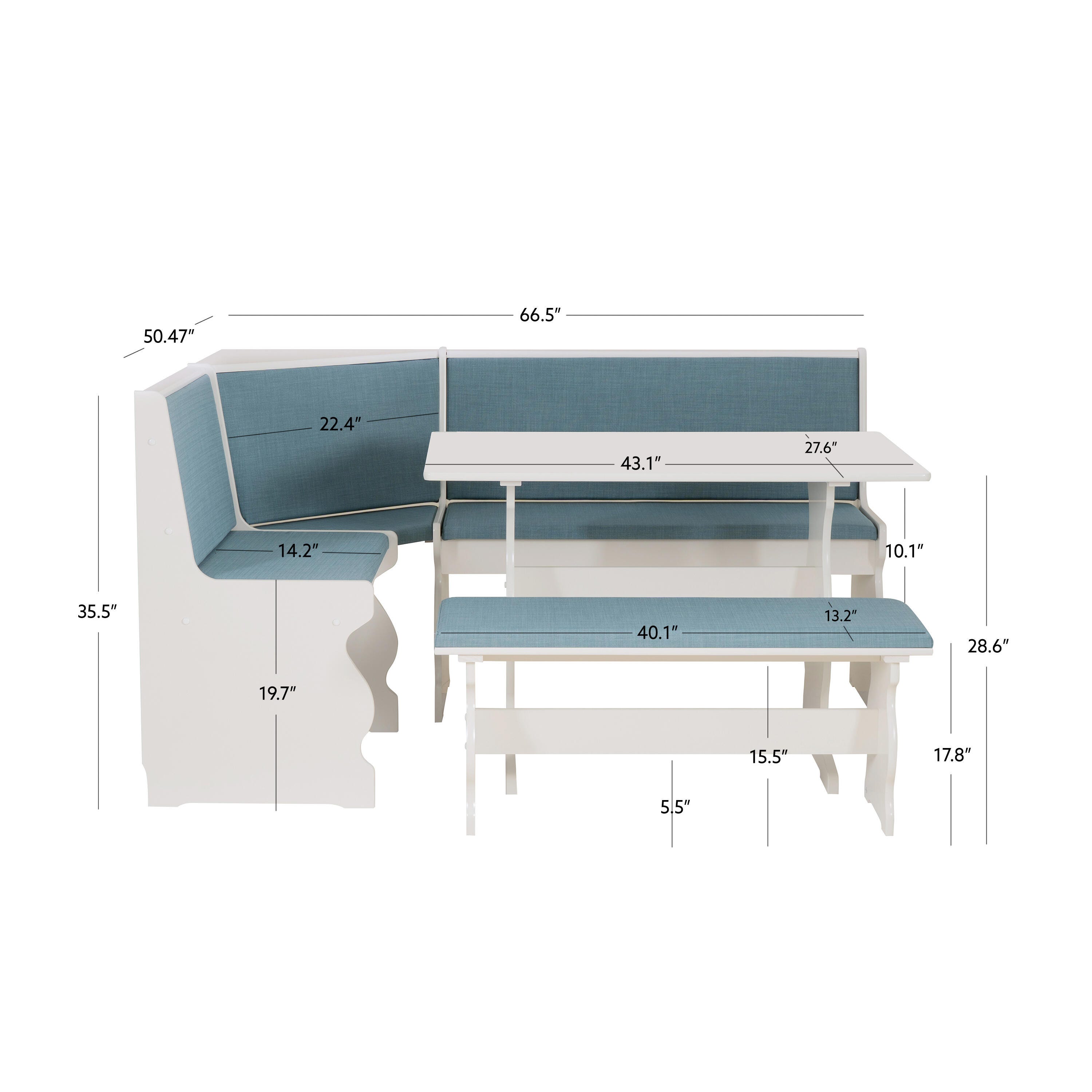 Linon Lela Capri Blue Nook, White/Blue, large