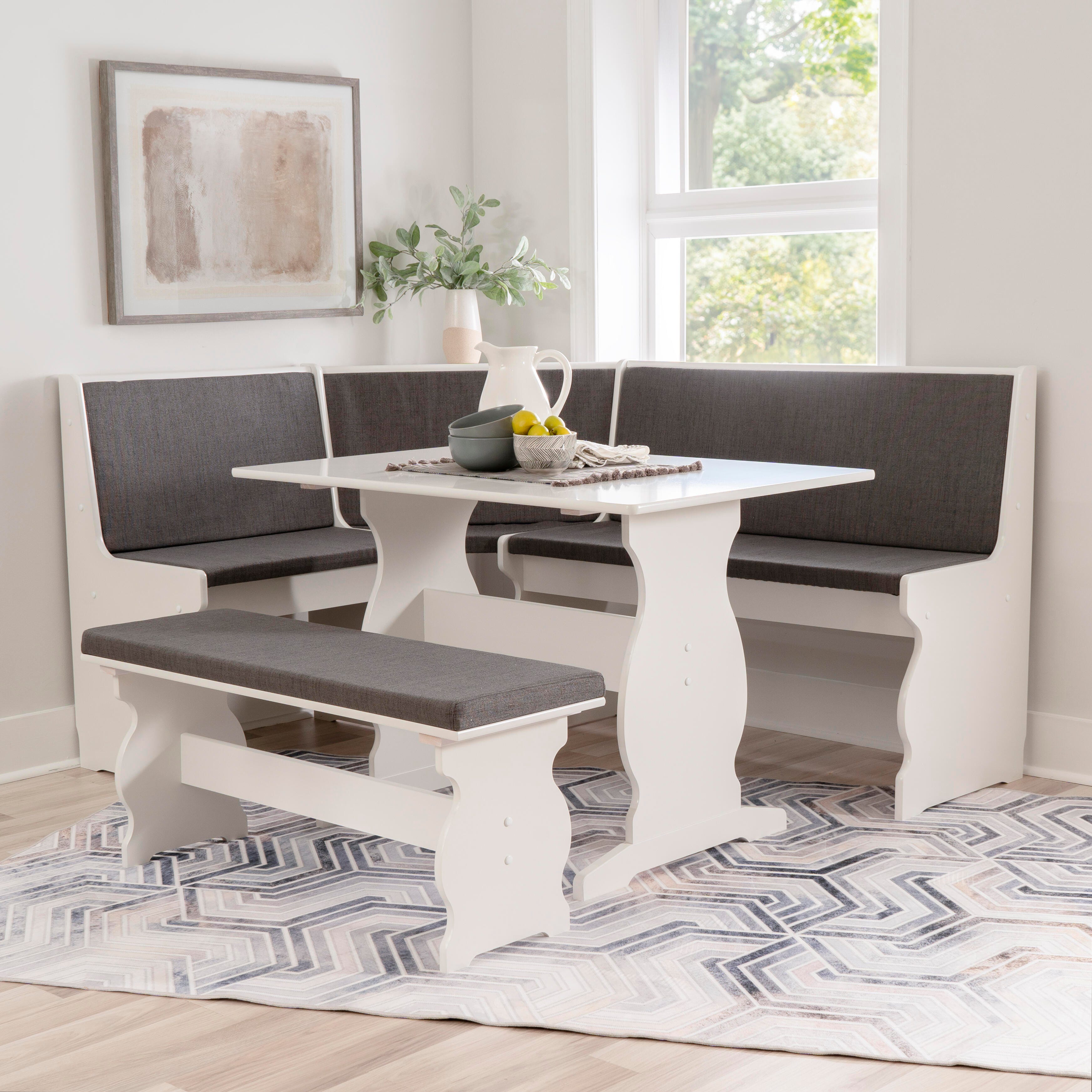 Linon Lela Charcoal Nook, White/Charcoal, rollover