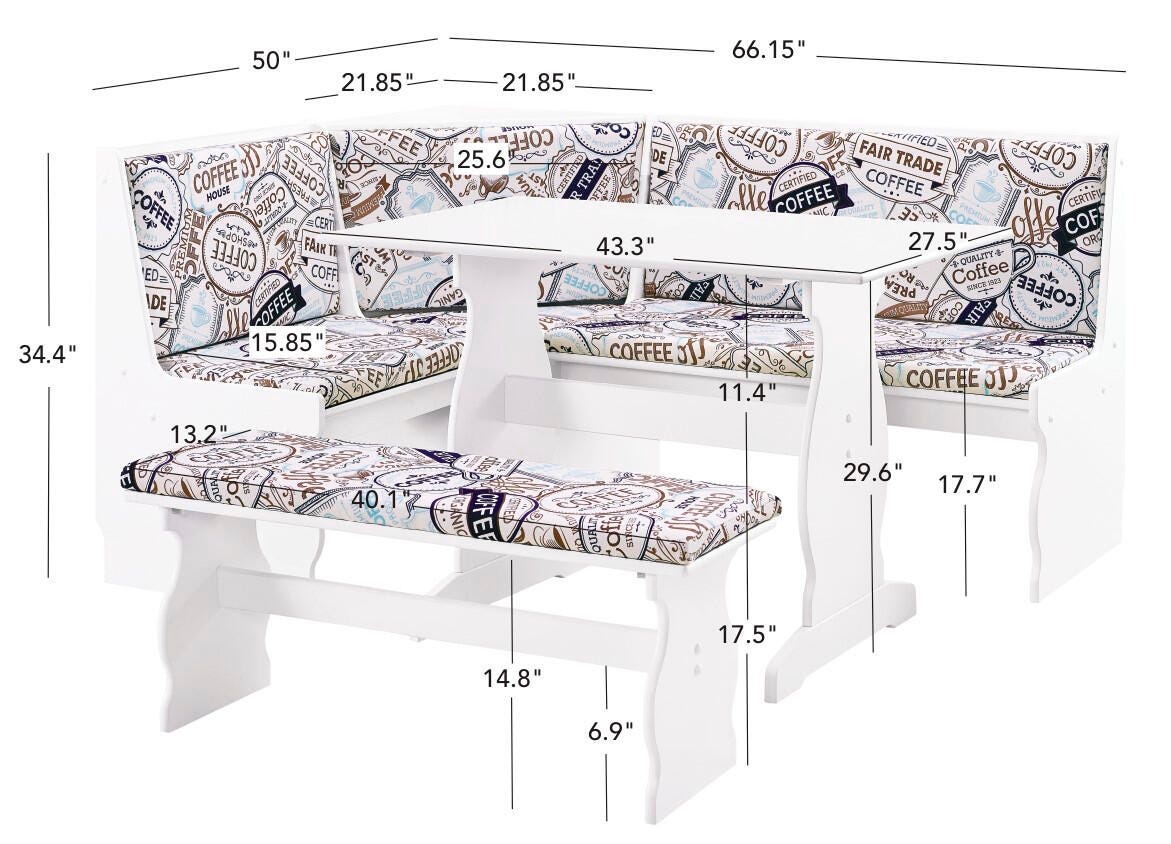 Linon Lela Coffee Nook, White/Multi, large