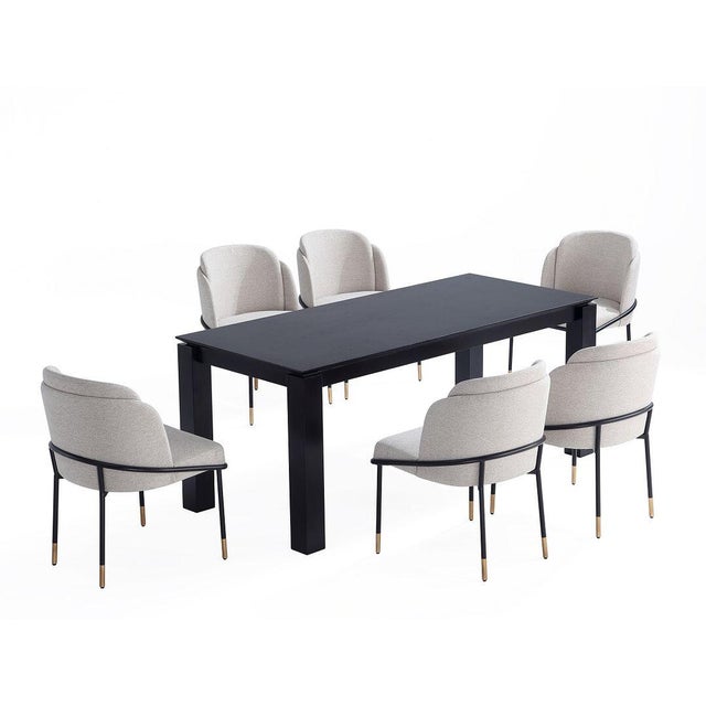 Manhattan Comfort Rockaway and Flor Dining Table and 6 Chairs