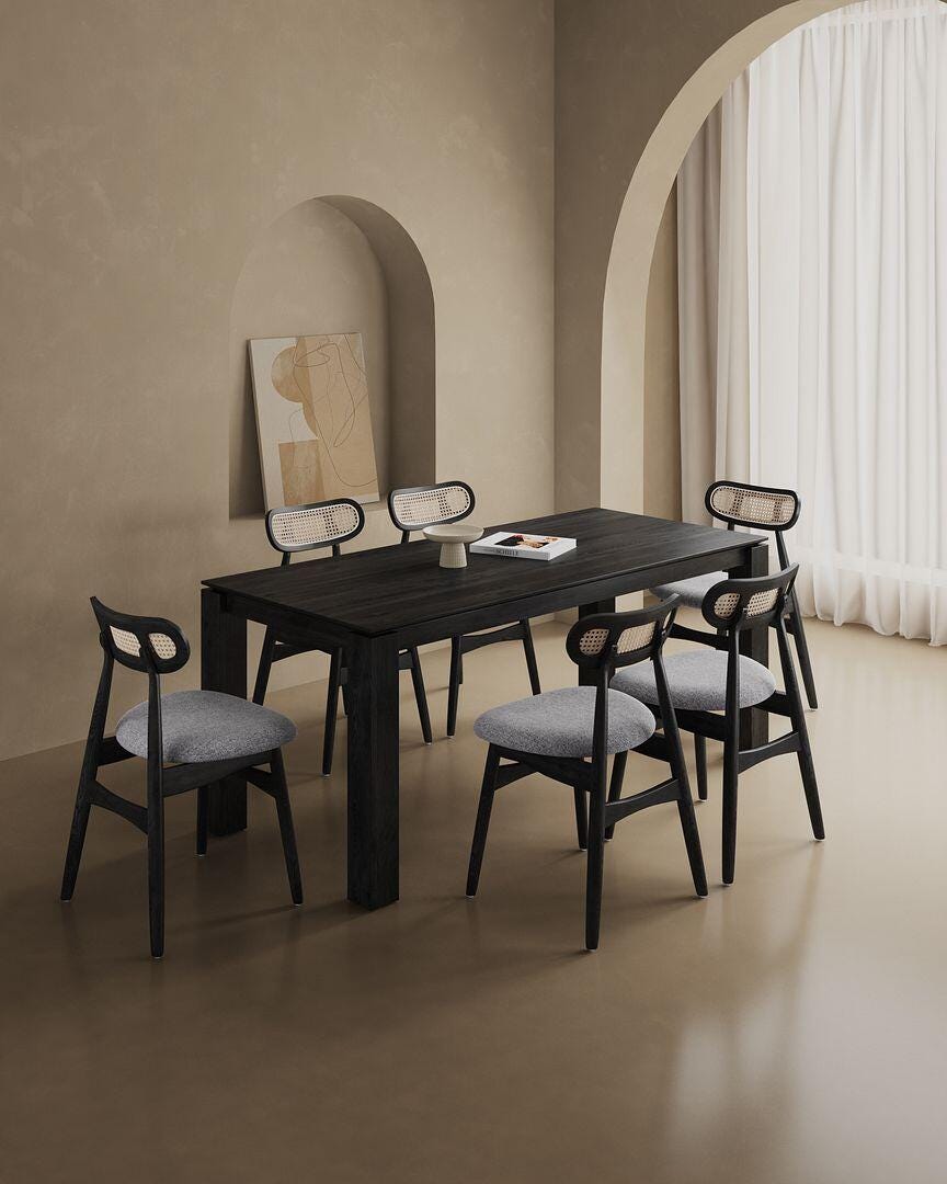 Manhattan Comfort Rockaway and Colbert Dining Table and 6 Chairs, Black/Gray, rollover