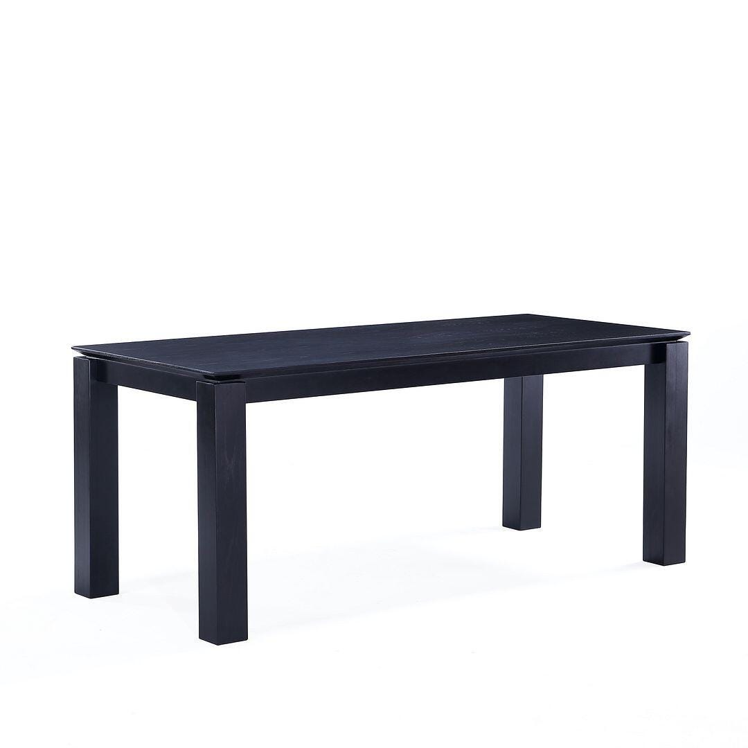 Manhattan Comfort Rockaway and Hamlet Dining Table and 6 Chairs, Black/Natural Cane, large
