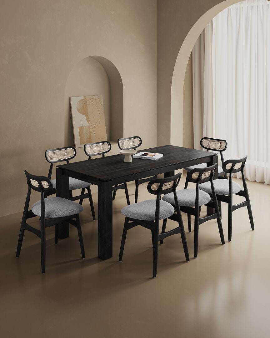Manhattan Comfort Rockaway and Paragon Dining Table and 8 Chairs, Black/Gray, rollover