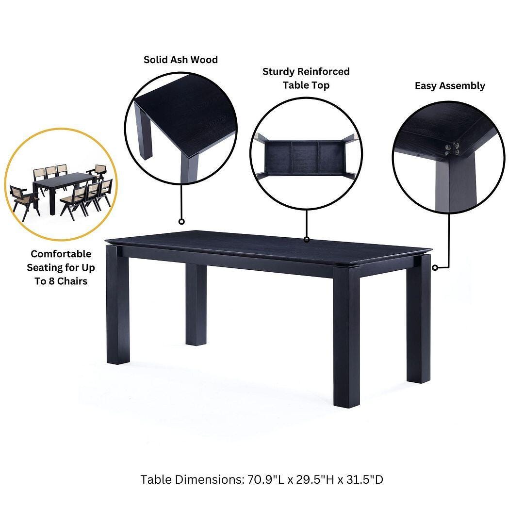 Manhattan Comfort Rockaway and Colbert Dining Table and 8 Chairs, Black/Gray, large
