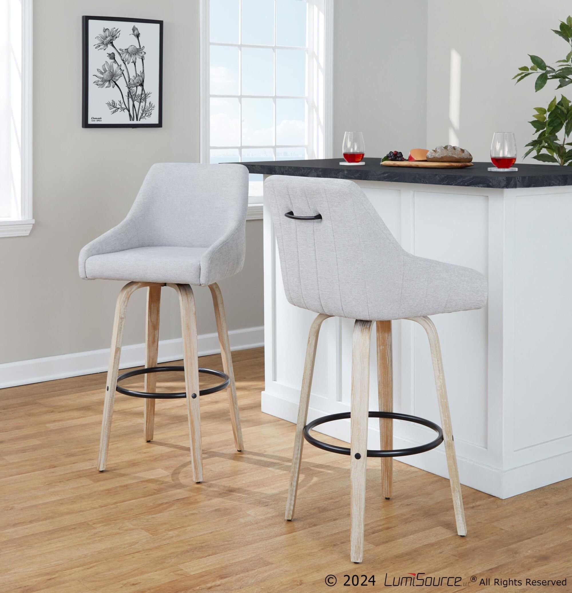 LumiSource Hannah Bar Height Bar Stool (Set of 2), Gray/Black, rollover