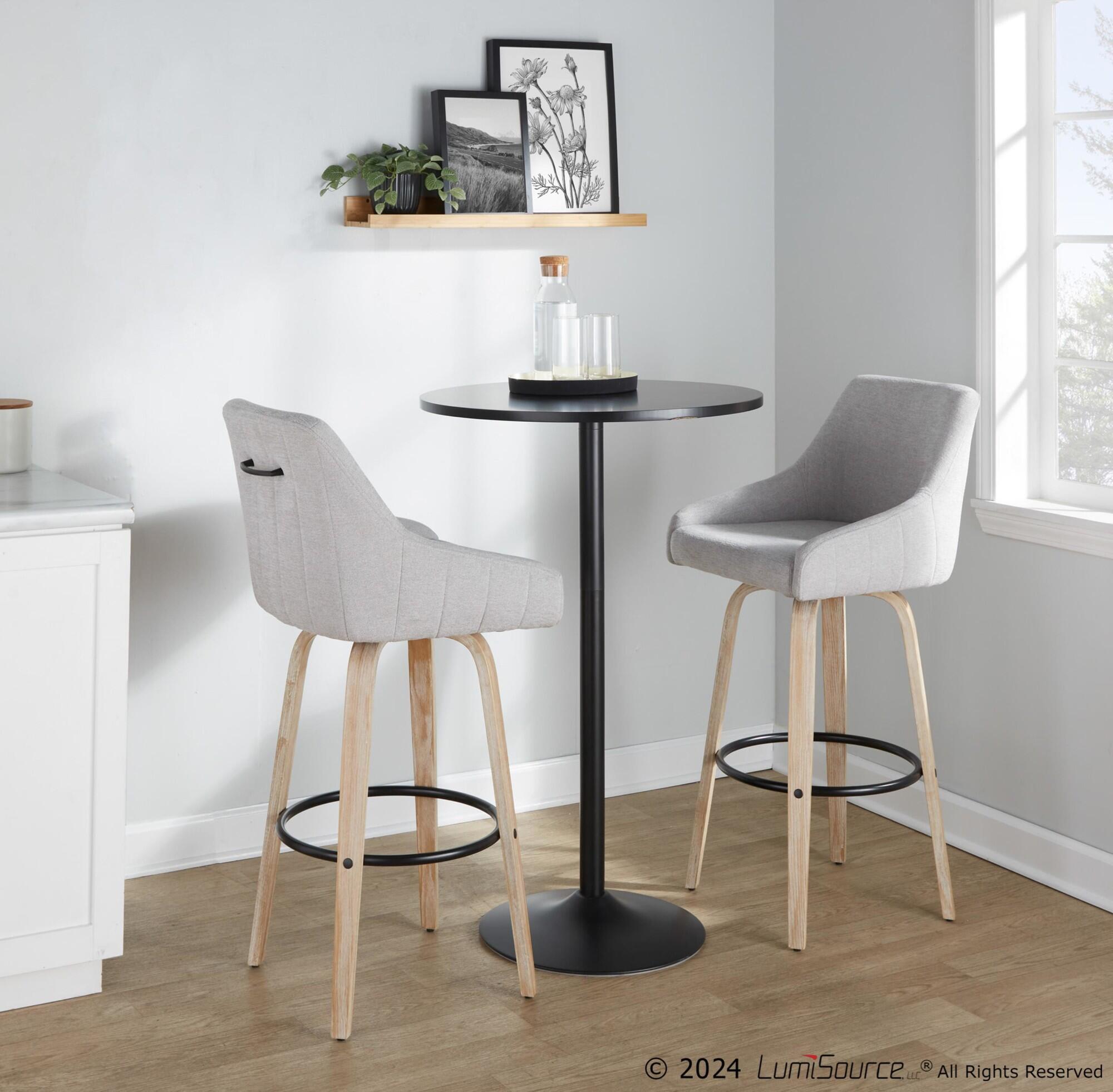 LumiSource Hannah Bar Height Bar Stool (Set of 2), Gray/Black, large