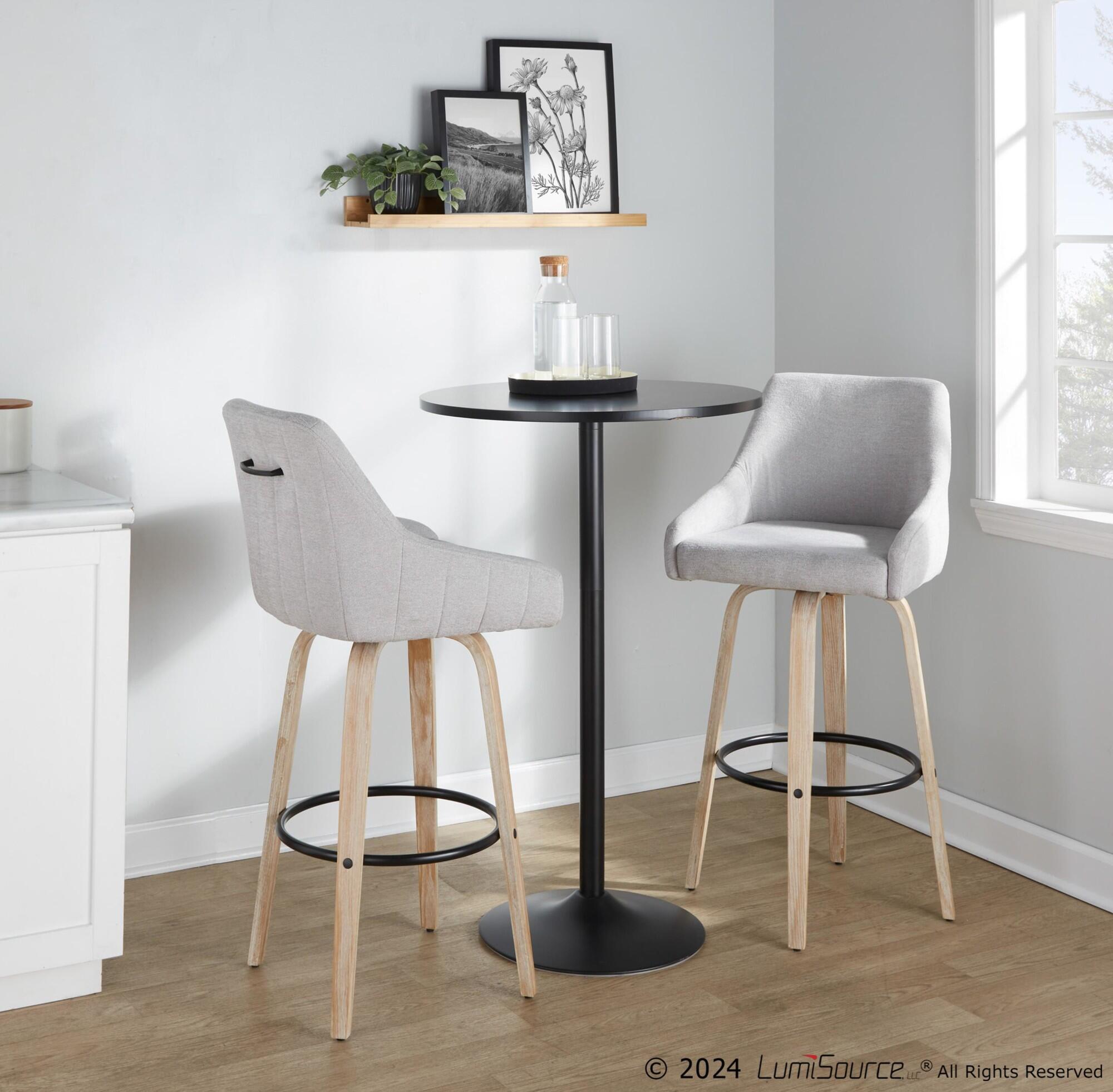 LumiSource Hannah Bar Height Bar Stool (Set of 2), Gray/Black, large