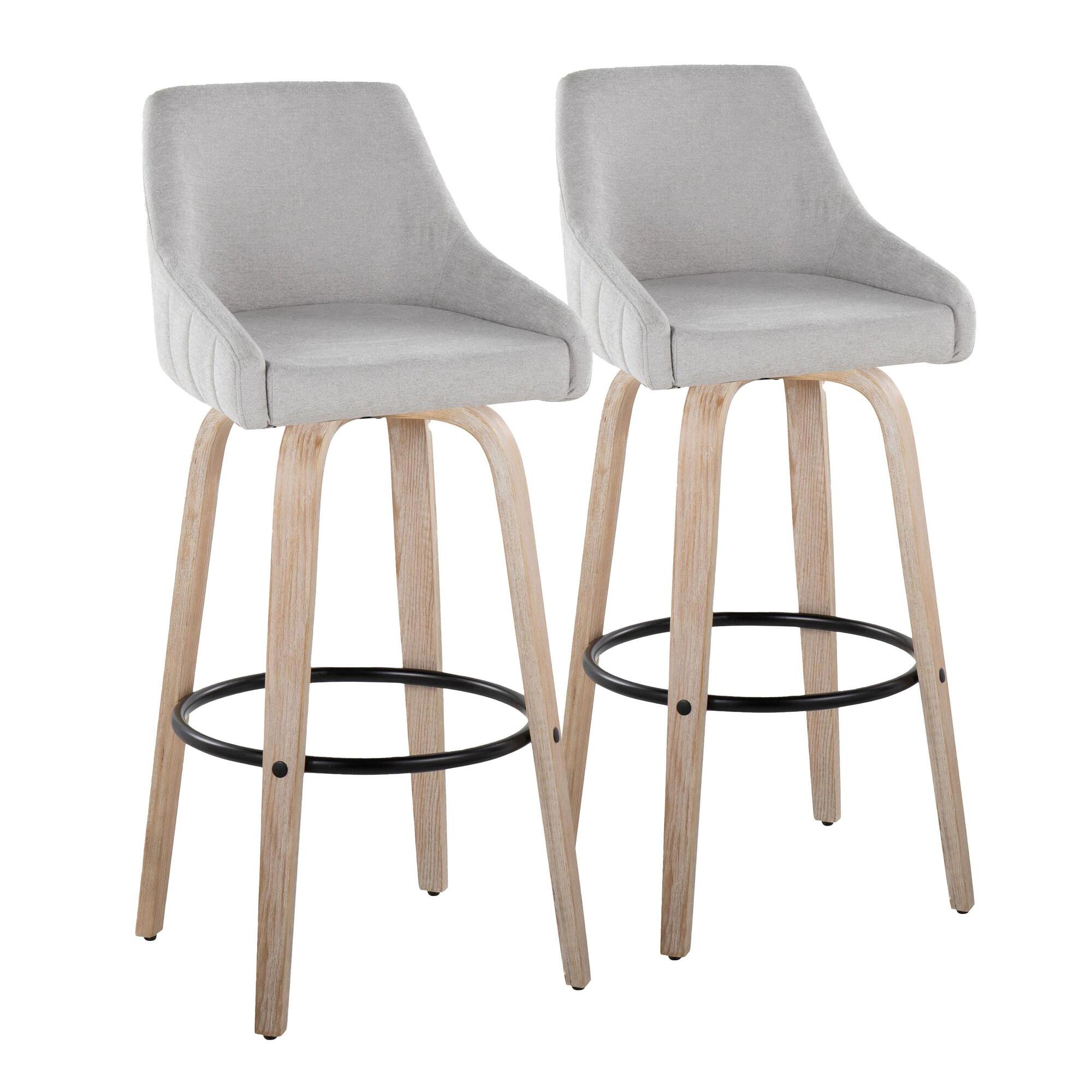 LumiSource Hannah Bar Height Bar Stool (Set of 2), Gray/Black, large