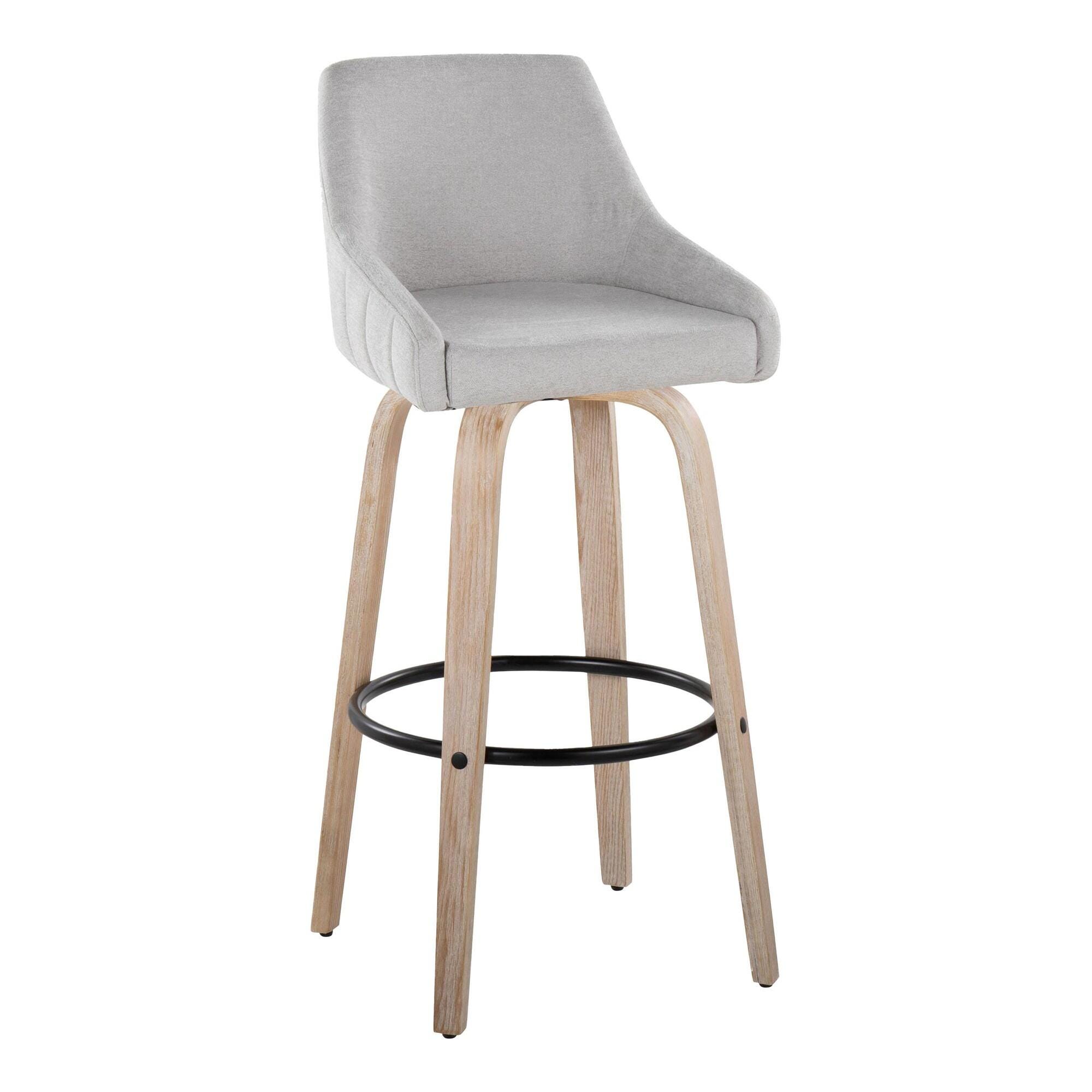 LumiSource Hannah Bar Height Bar Stool (Set of 2), Gray/Black, large