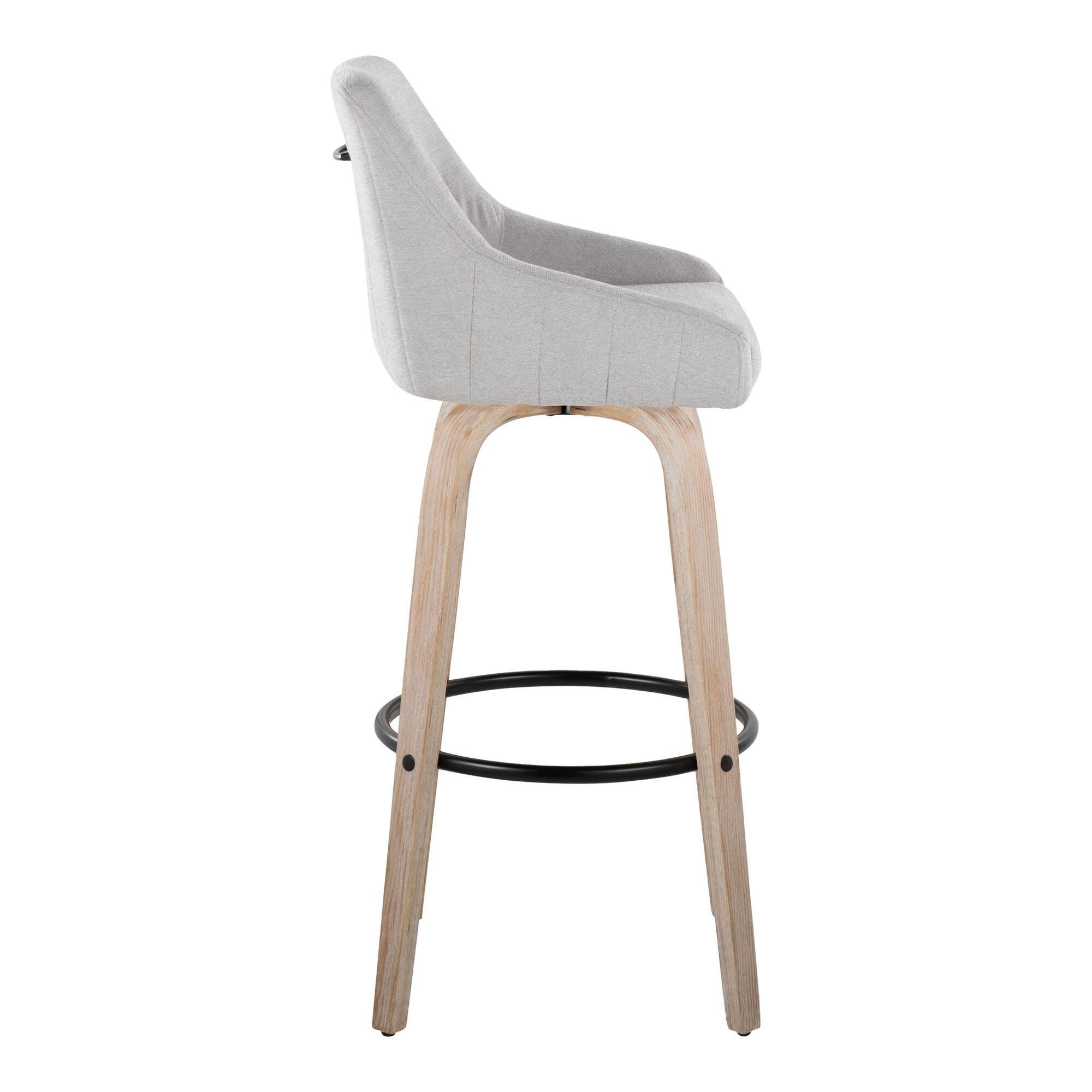 LumiSource Hannah Bar Height Bar Stool (Set of 2), Gray/Black, large
