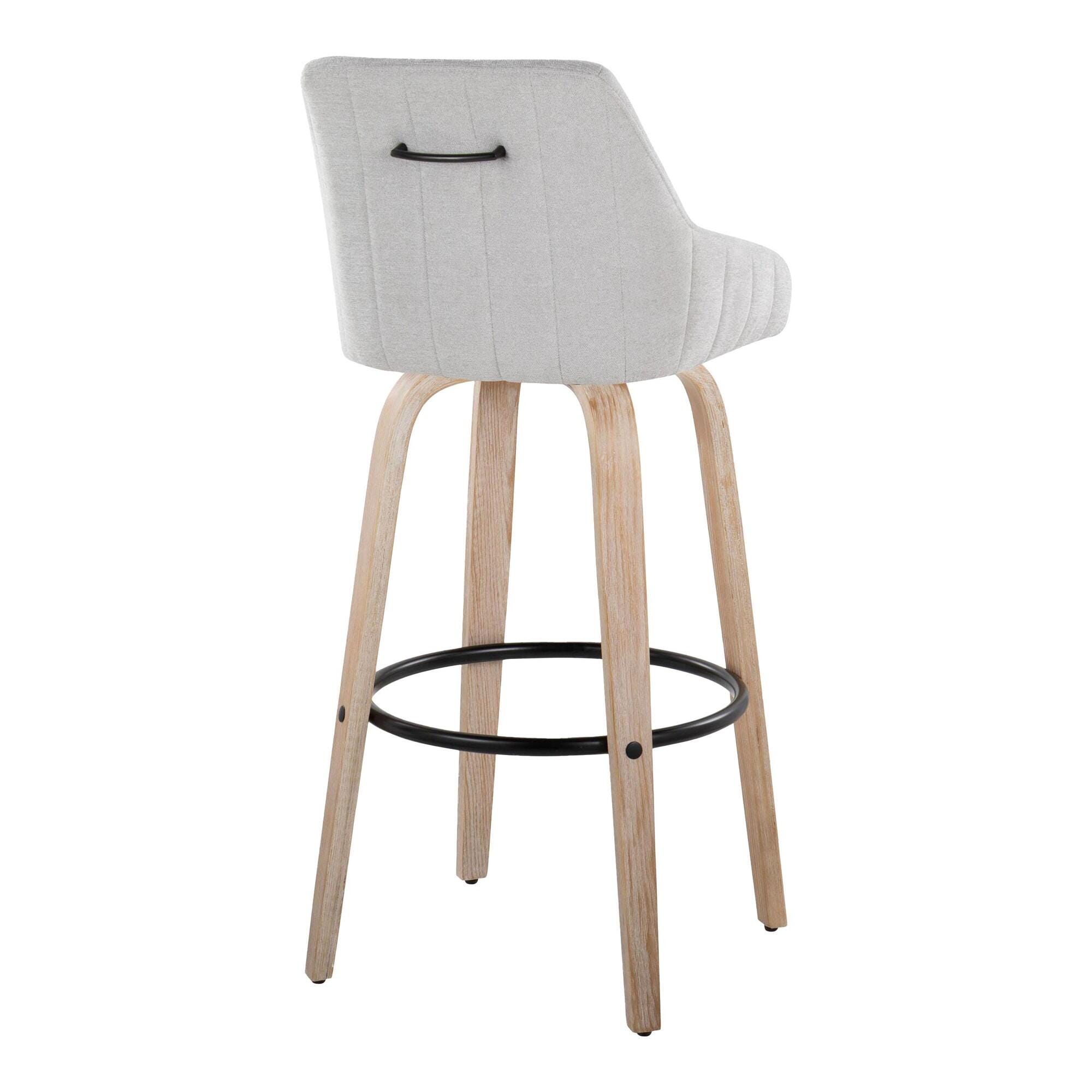 LumiSource Hannah Bar Height Bar Stool (Set of 2), Gray/Black, large