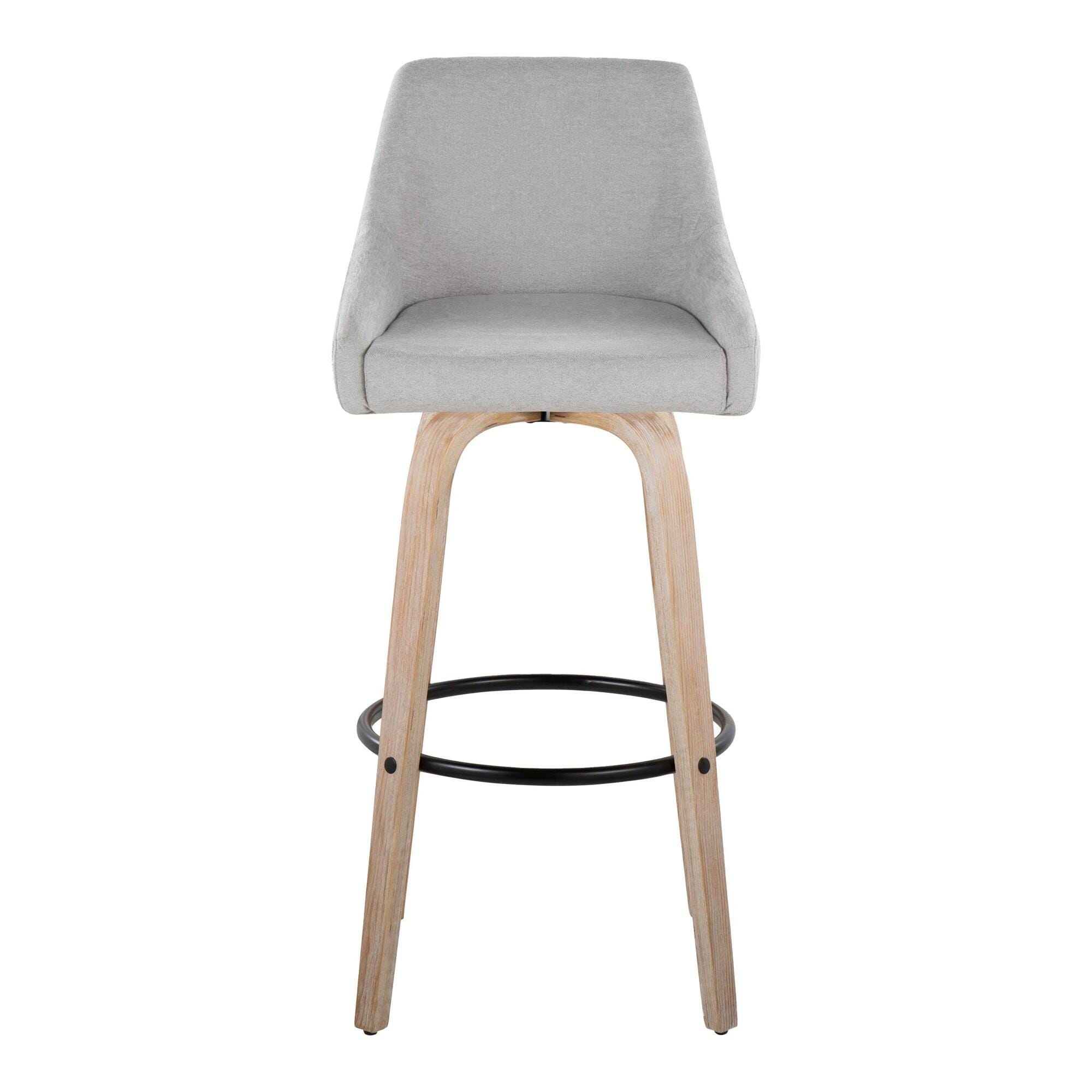 LumiSource Hannah Bar Height Bar Stool (Set of 2), Gray/Black, large