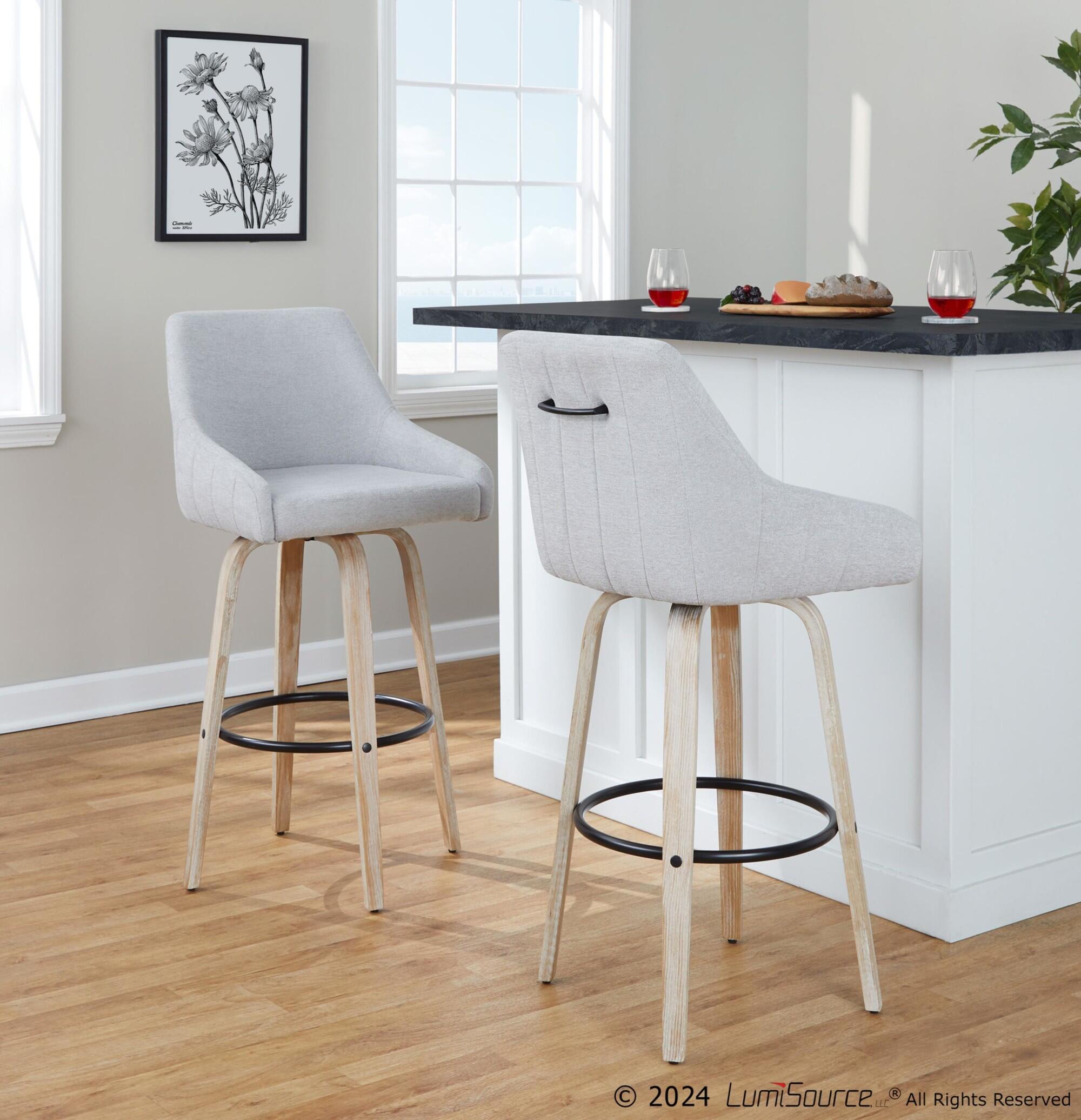 LumiSource Hannah Bar Height Bar Stool (Set of 2), Gray/Black, large