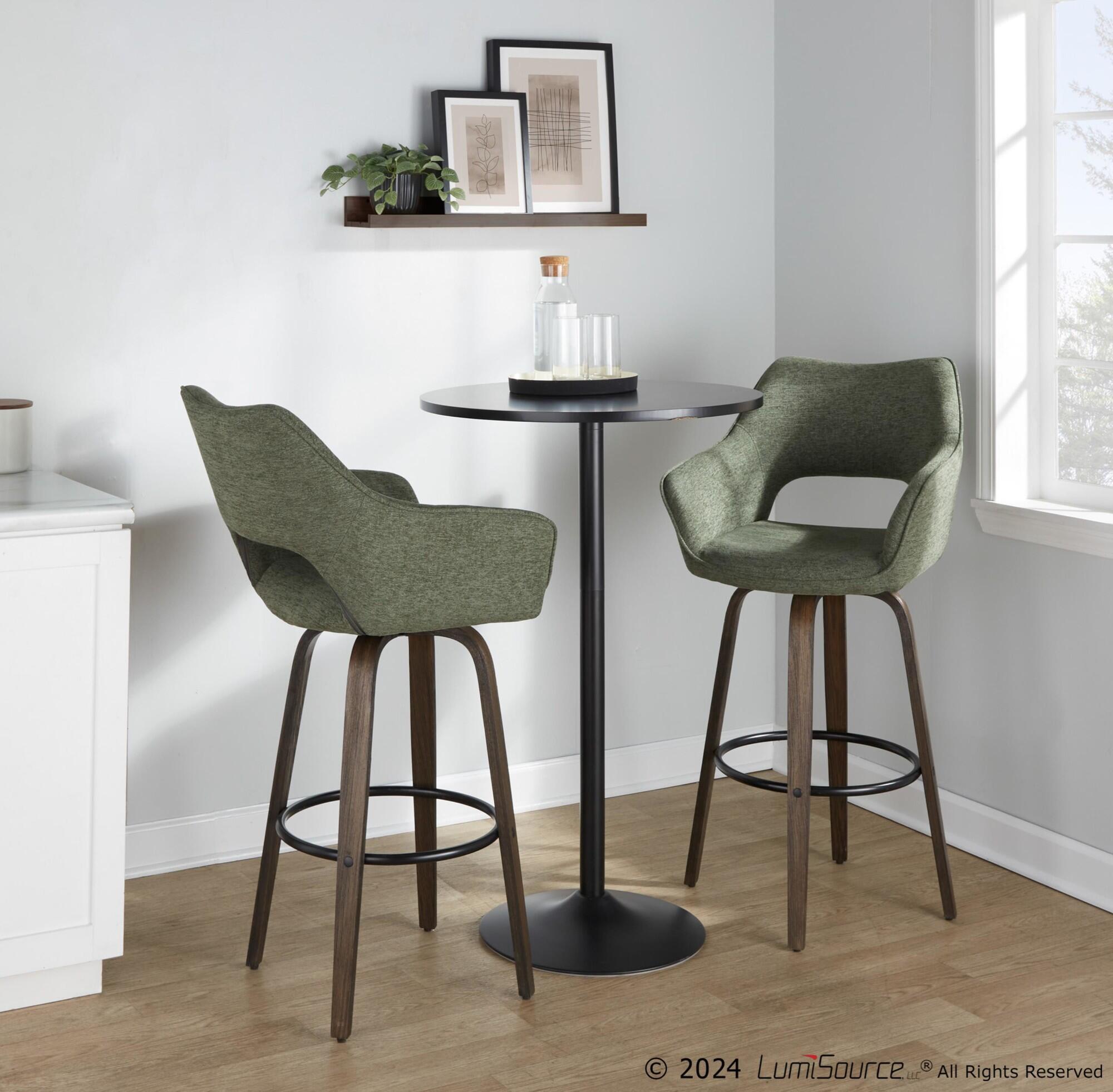 LumiSource Mustang Bar Height Bar Stool (Set of 2), Walnut/Green, large