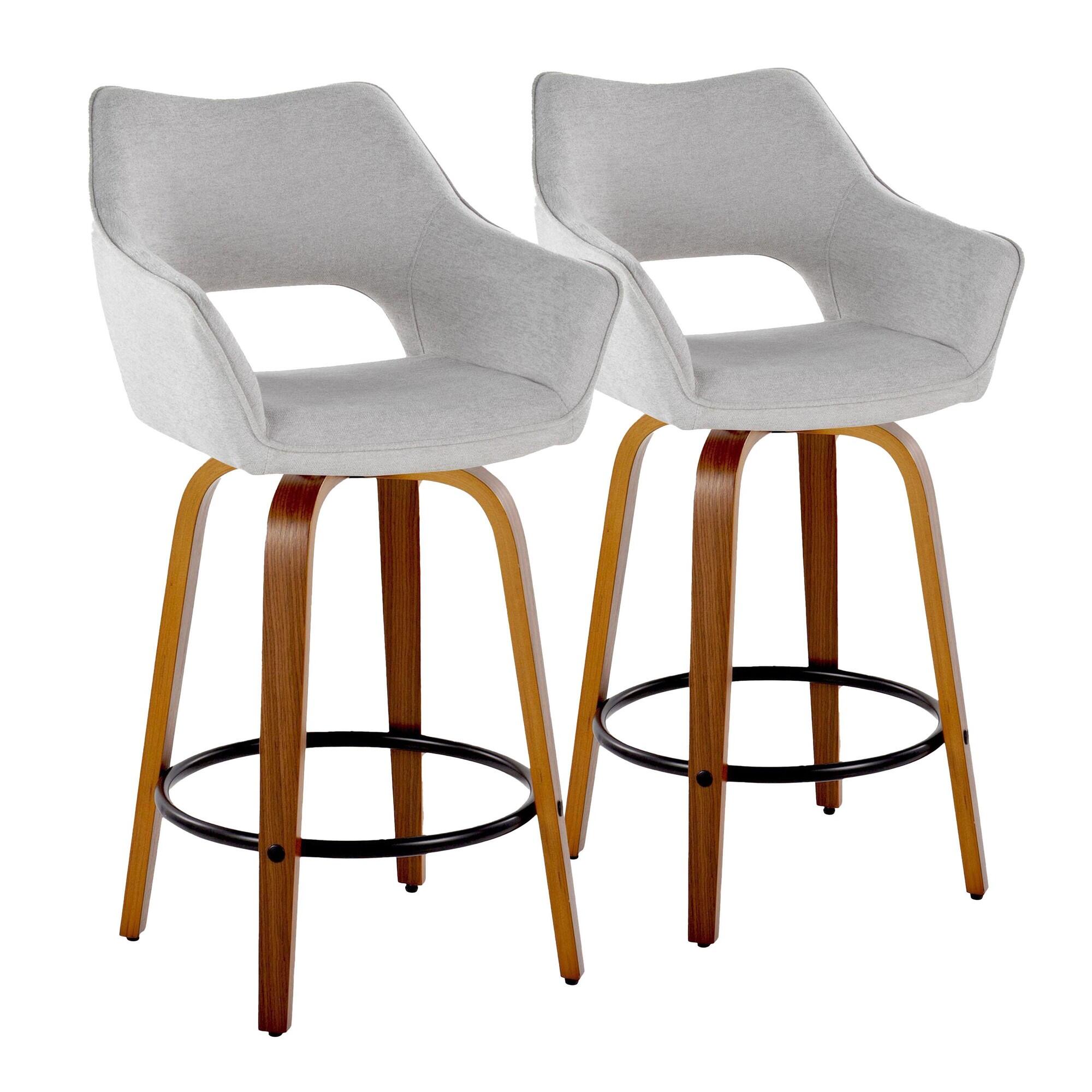 LumiSource Mustang Counter Height Bar Stool (Set of 2), Light Gray/Brown, large