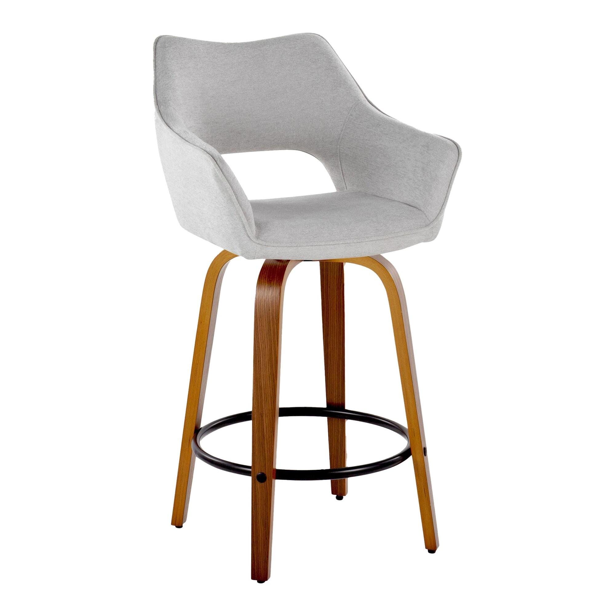 LumiSource Mustang Counter Height Bar Stool (Set of 2), Light Gray/Brown, large