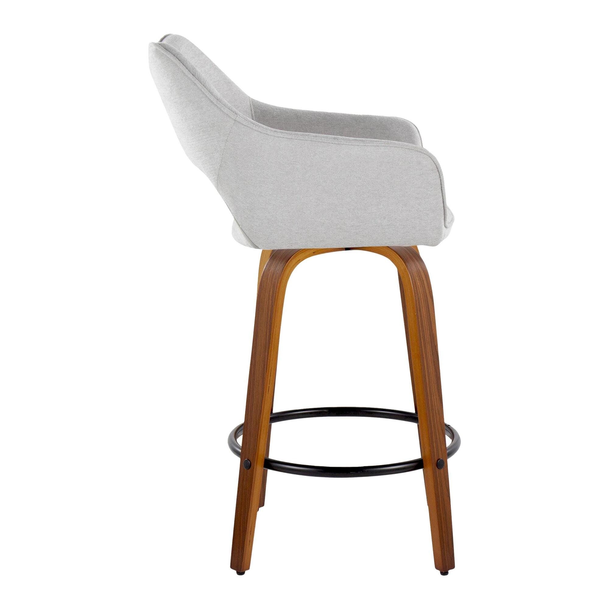 LumiSource Mustang Counter Height Bar Stool (Set of 2), Light Gray/Brown, large