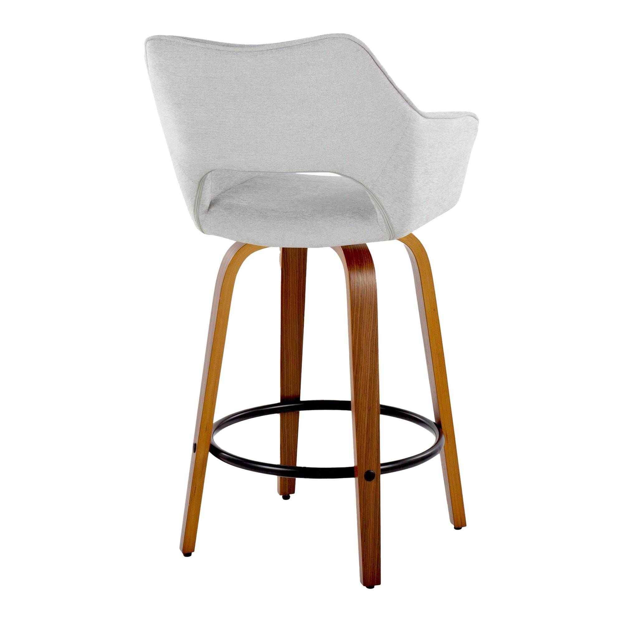 LumiSource Mustang Counter Height Bar Stool (Set of 2), Light Gray/Brown, large
