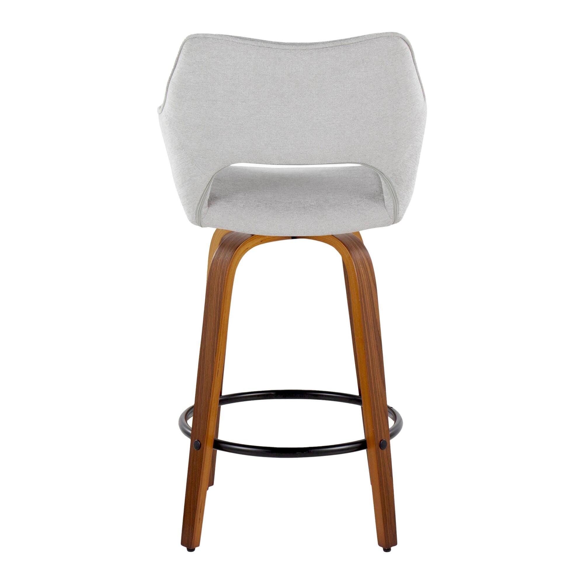 LumiSource Mustang Counter Height Bar Stool (Set of 2), Light Gray/Brown, large