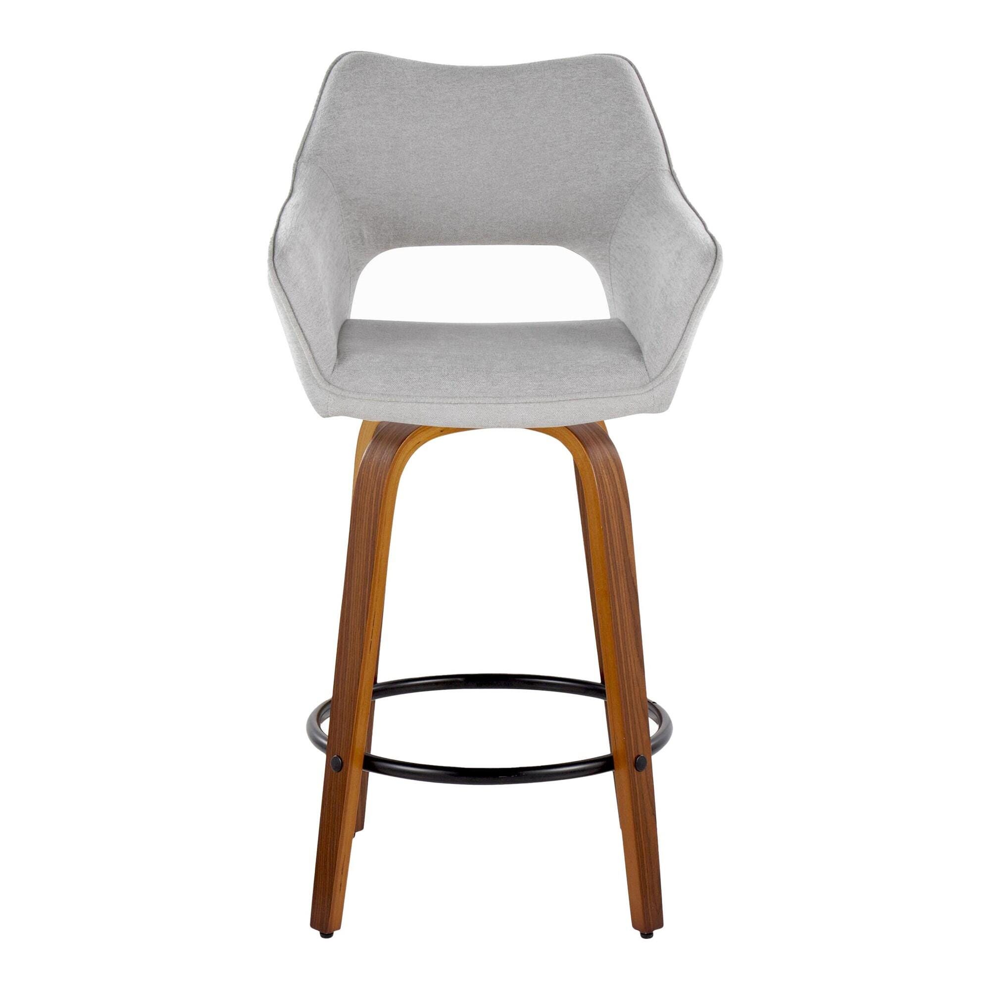 LumiSource Mustang Counter Height Bar Stool (Set of 2), Light Gray/Brown, large
