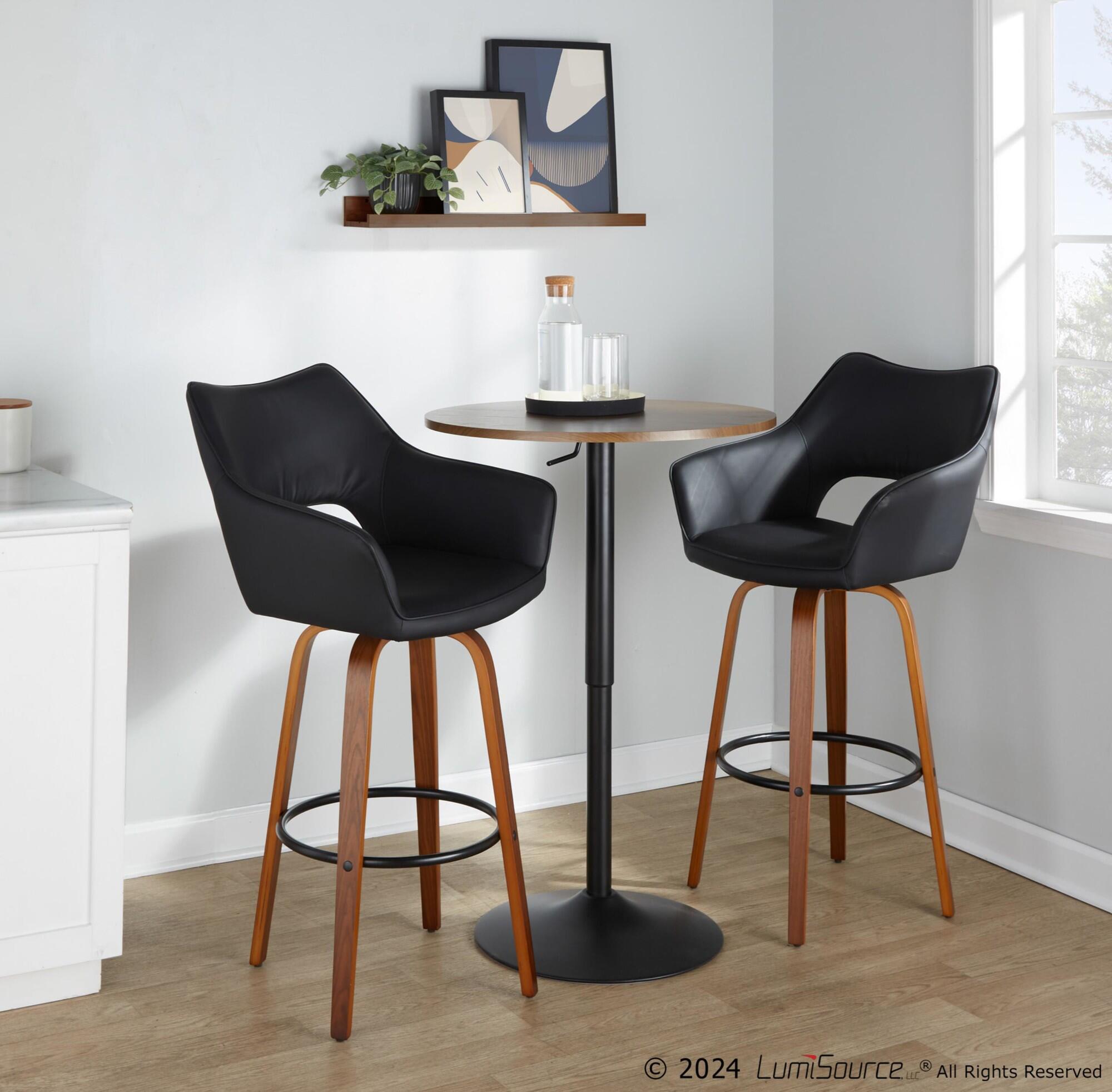 LumiSource Mustang Solid Bar Height Bar Stool (Set of 2), Black/Brown, large