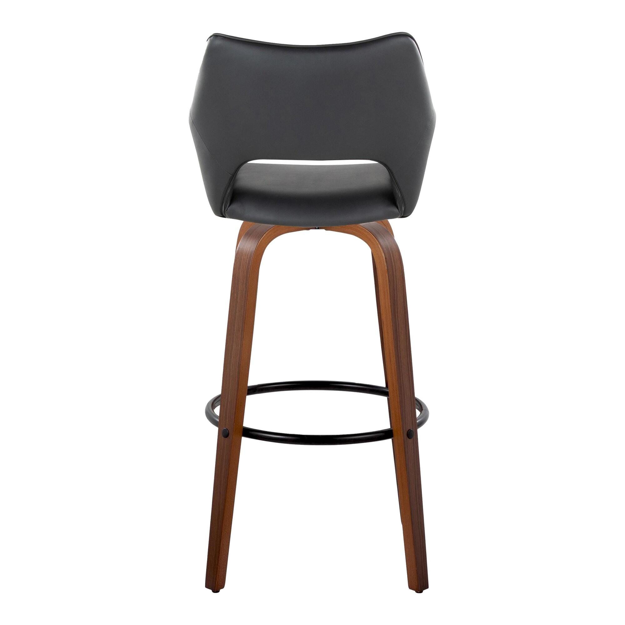 LumiSource Mustang Solid Bar Height Bar Stool (Set of 2), Black/Brown, large