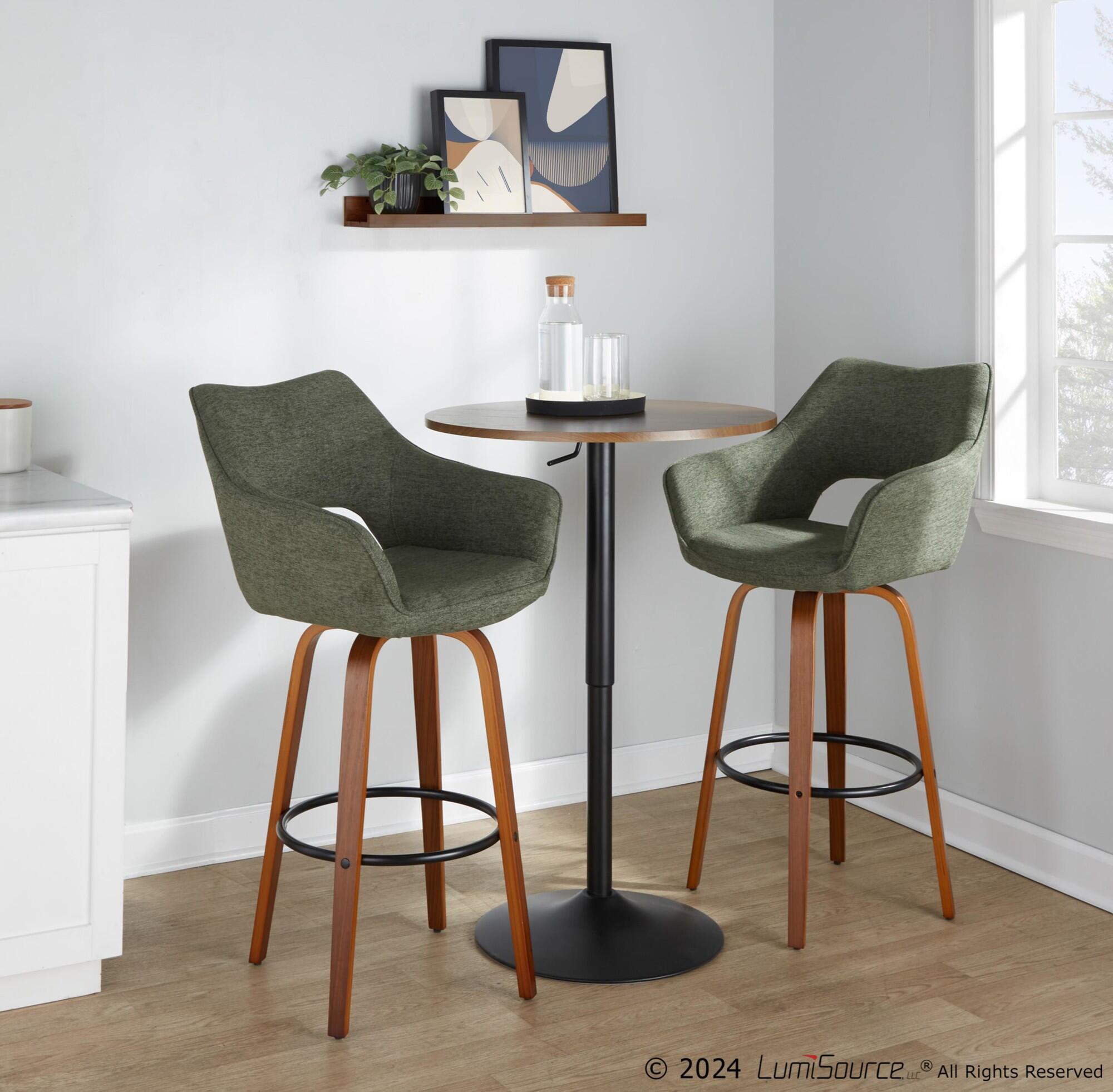 LumiSource Mustang Bar Height Bar Stool (Set of 2), Green/Brown, large