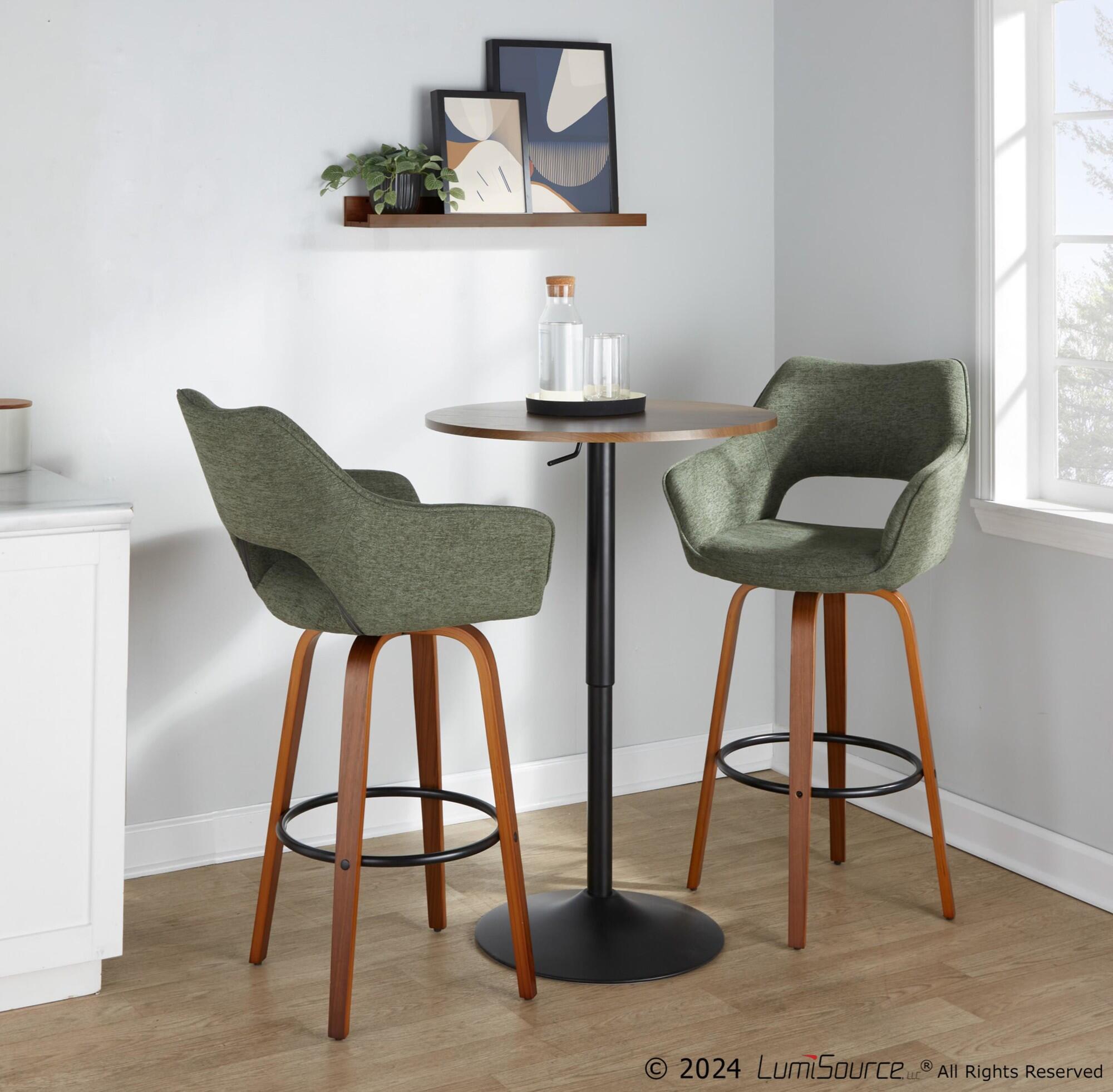 LumiSource Mustang Bar Height Bar Stool (Set of 2), Green/Brown, large
