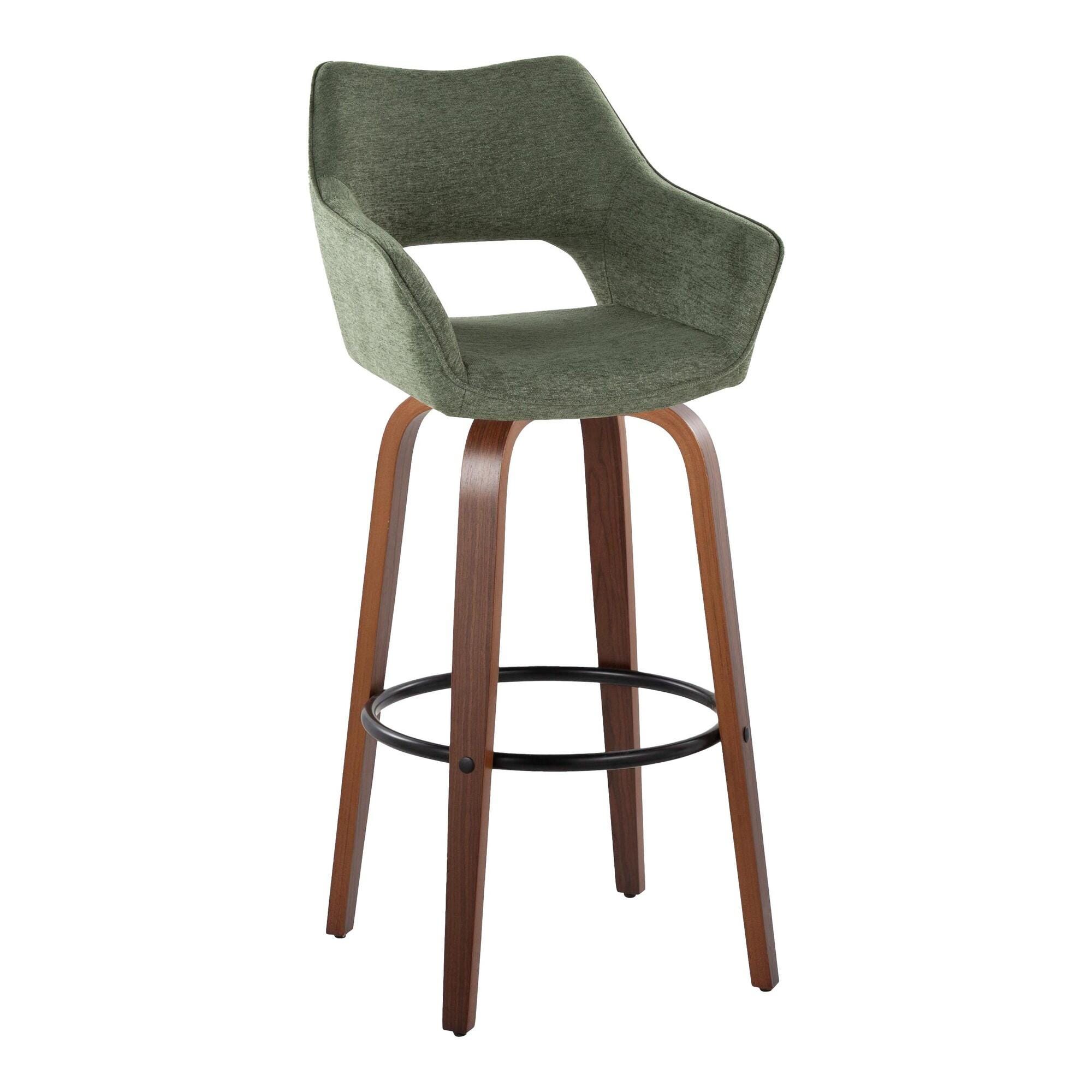 LumiSource Mustang Bar Height Bar Stool (Set of 2), Green/Brown, large