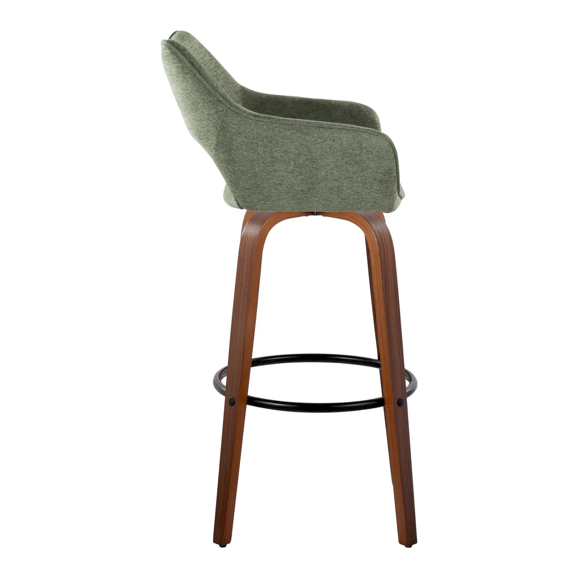 LumiSource Mustang Bar Height Bar Stool (Set of 2), Green/Brown, large