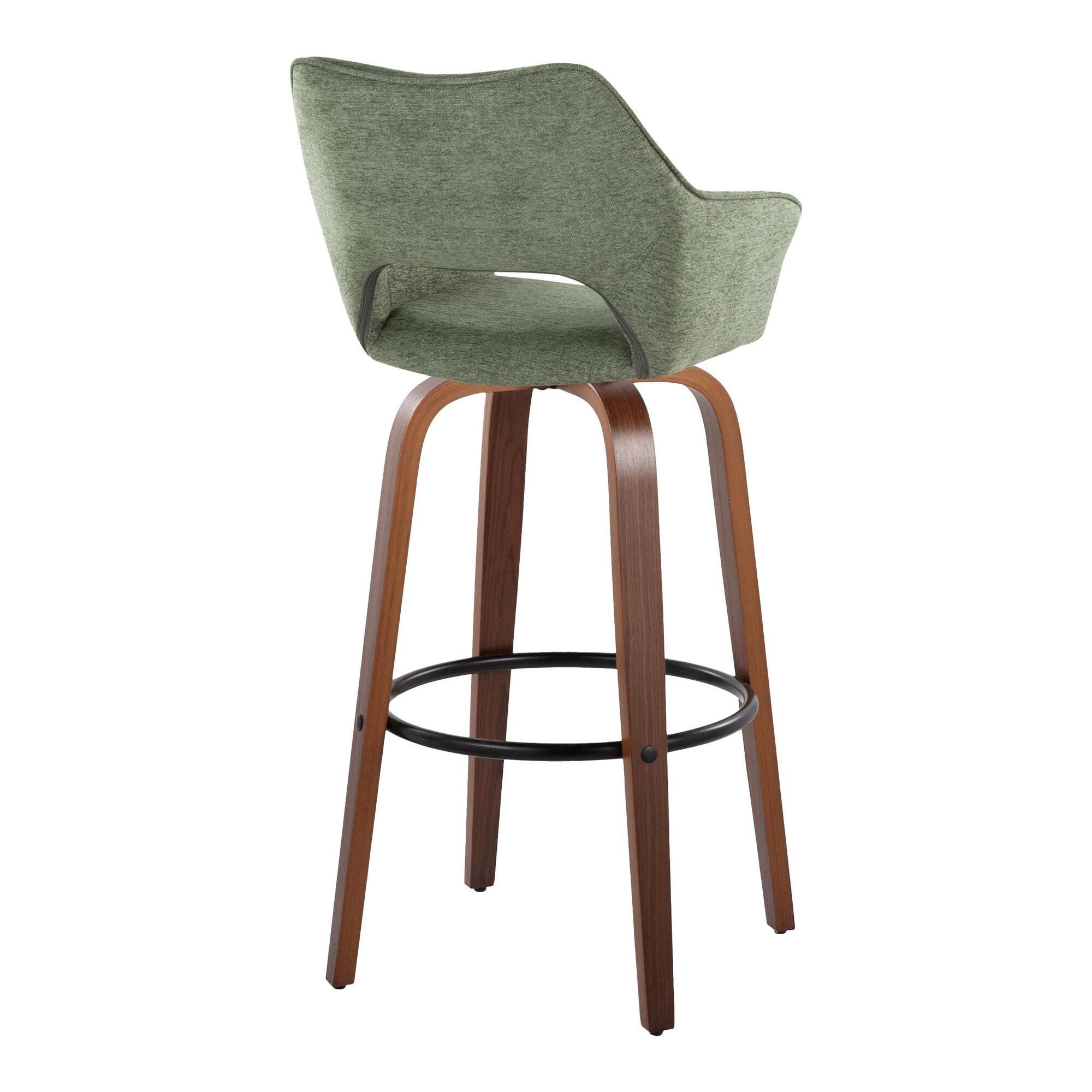 LumiSource Mustang Bar Height Bar Stool (Set of 2), Green/Brown, large