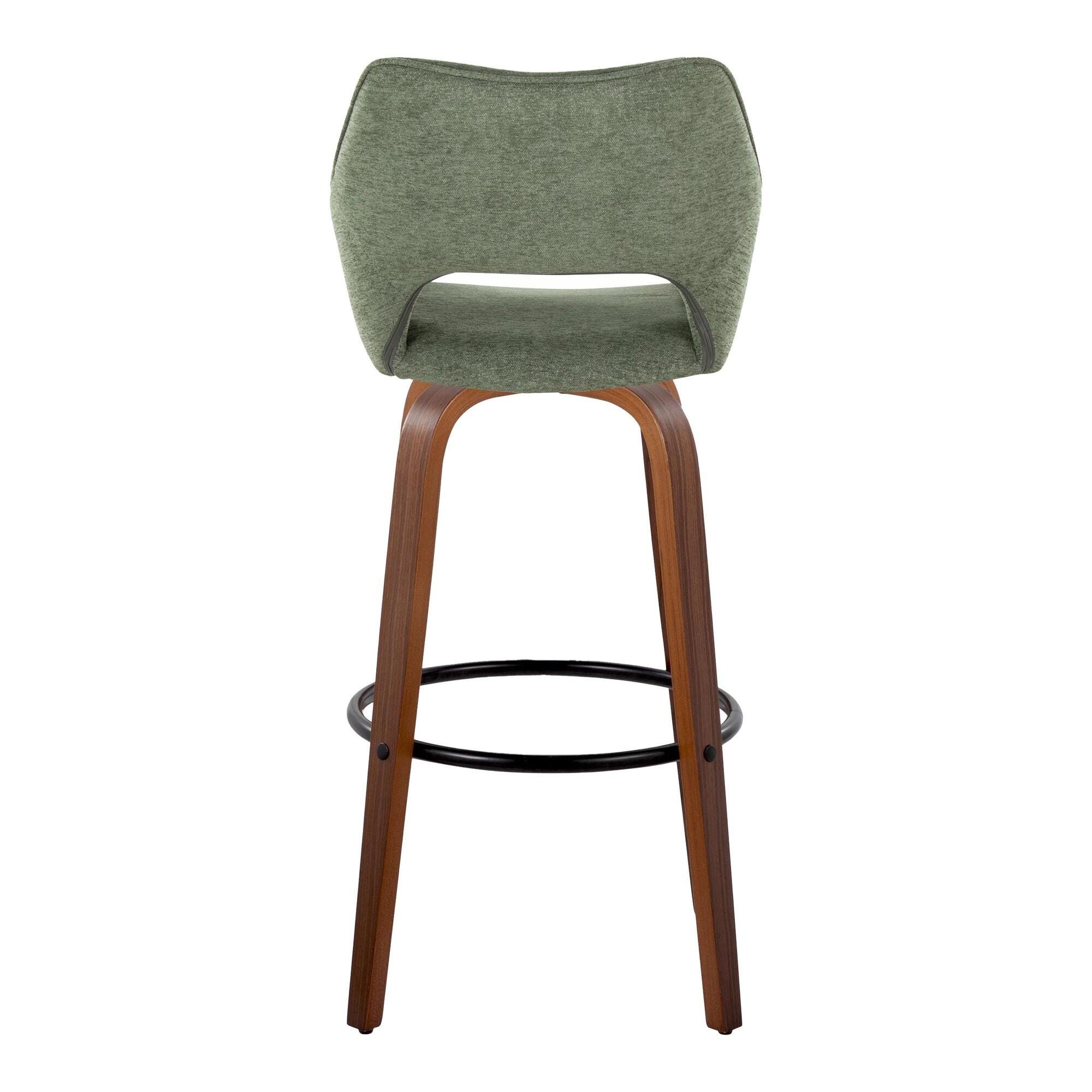 LumiSource Mustang Bar Height Bar Stool (Set of 2), Green/Brown, large