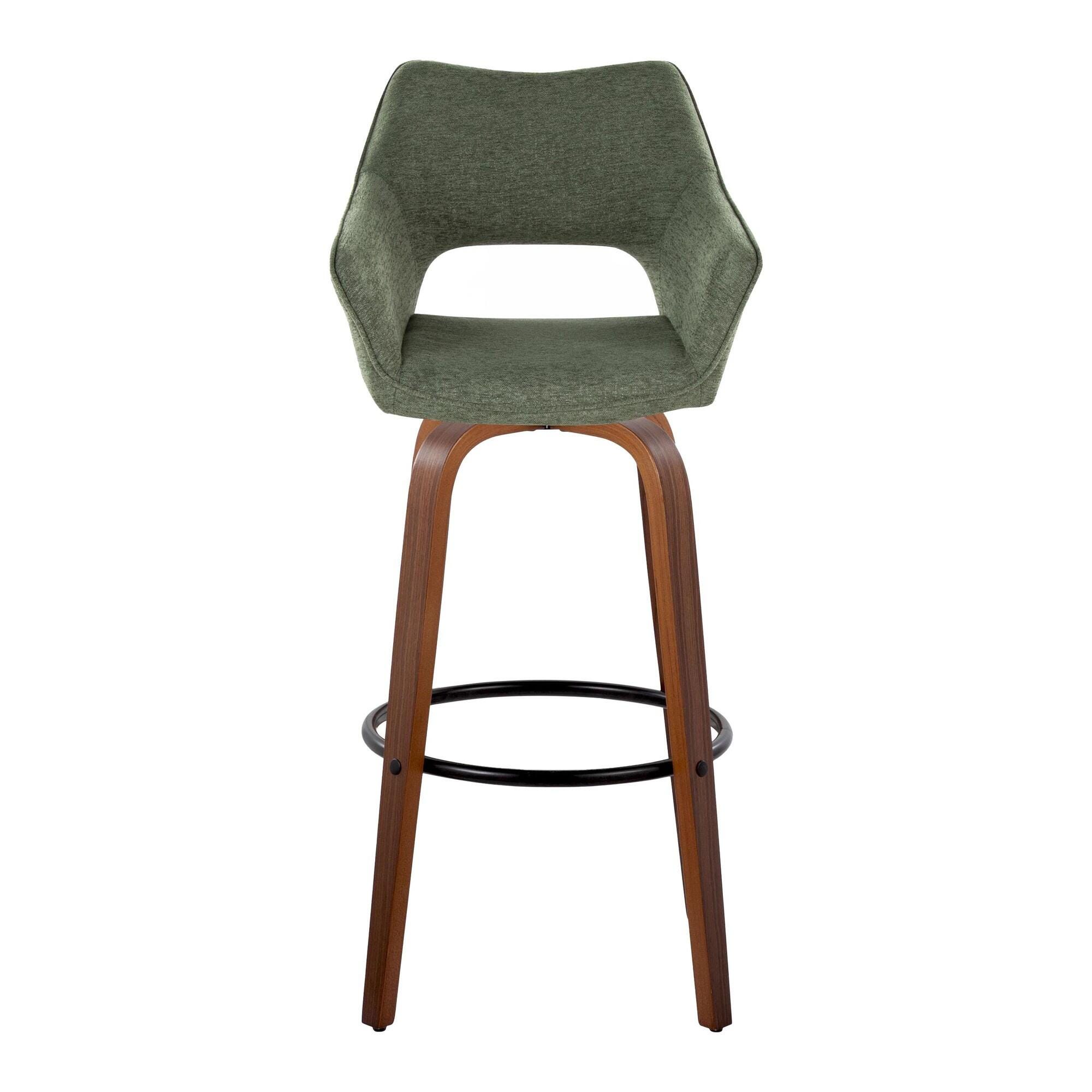 LumiSource Mustang Bar Height Bar Stool (Set of 2), Green/Brown, large