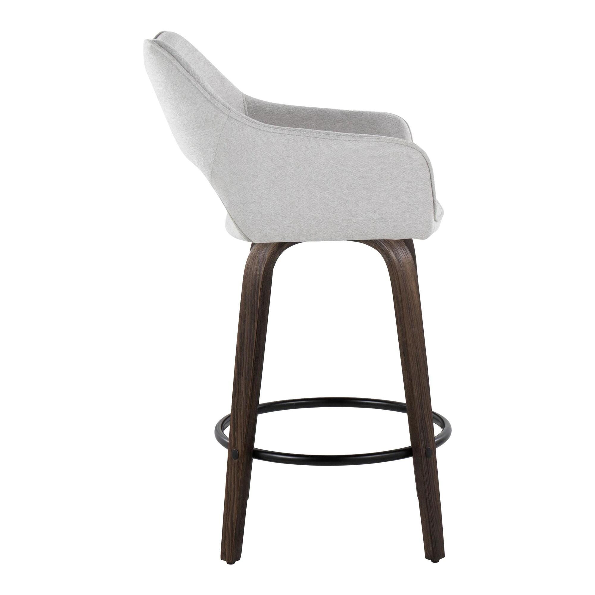 LumiSource Mustang Counter Height Bar Stool (Set of 2), Walnut/Gray, large
