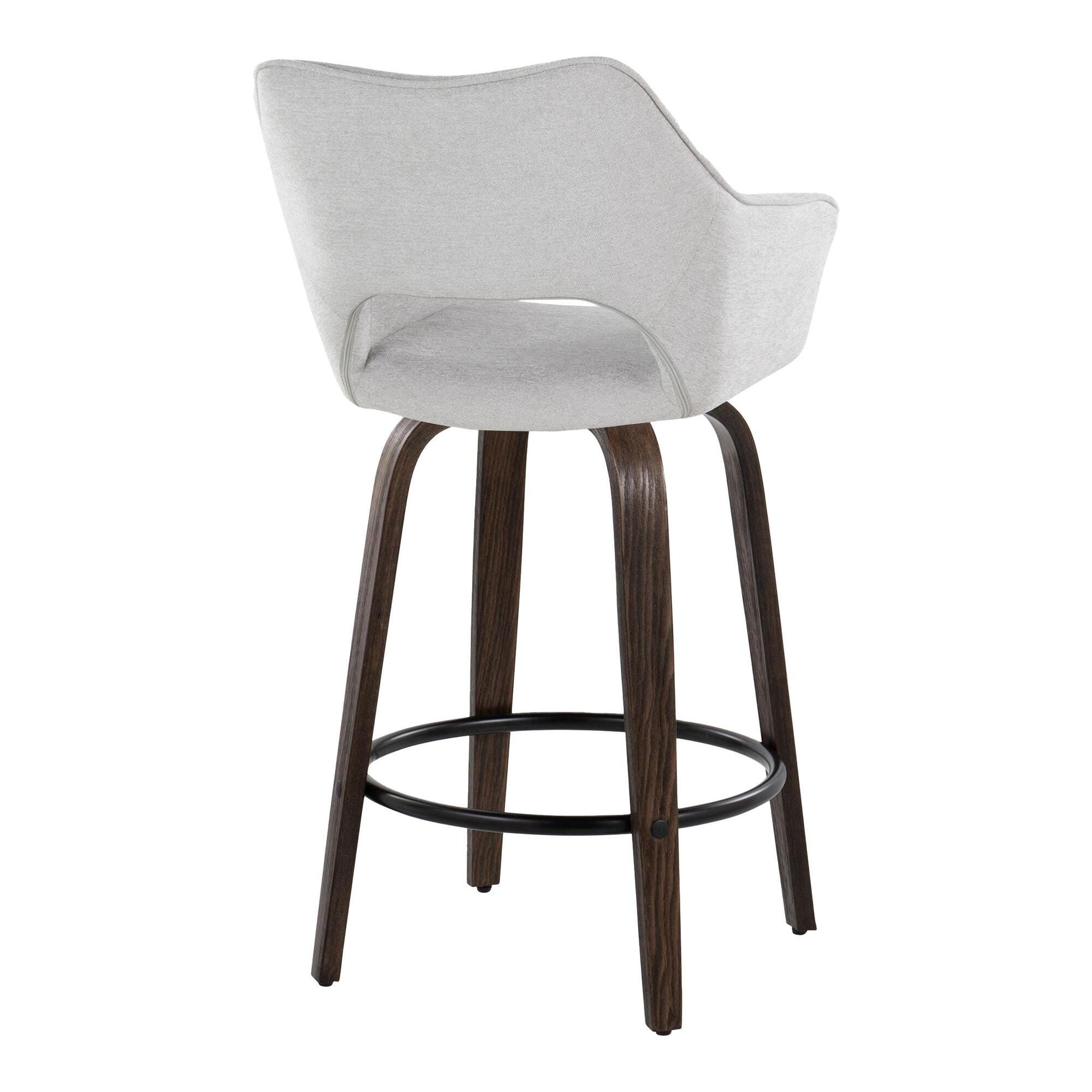 LumiSource Mustang Counter Height Bar Stool (Set of 2), Walnut/Gray, large
