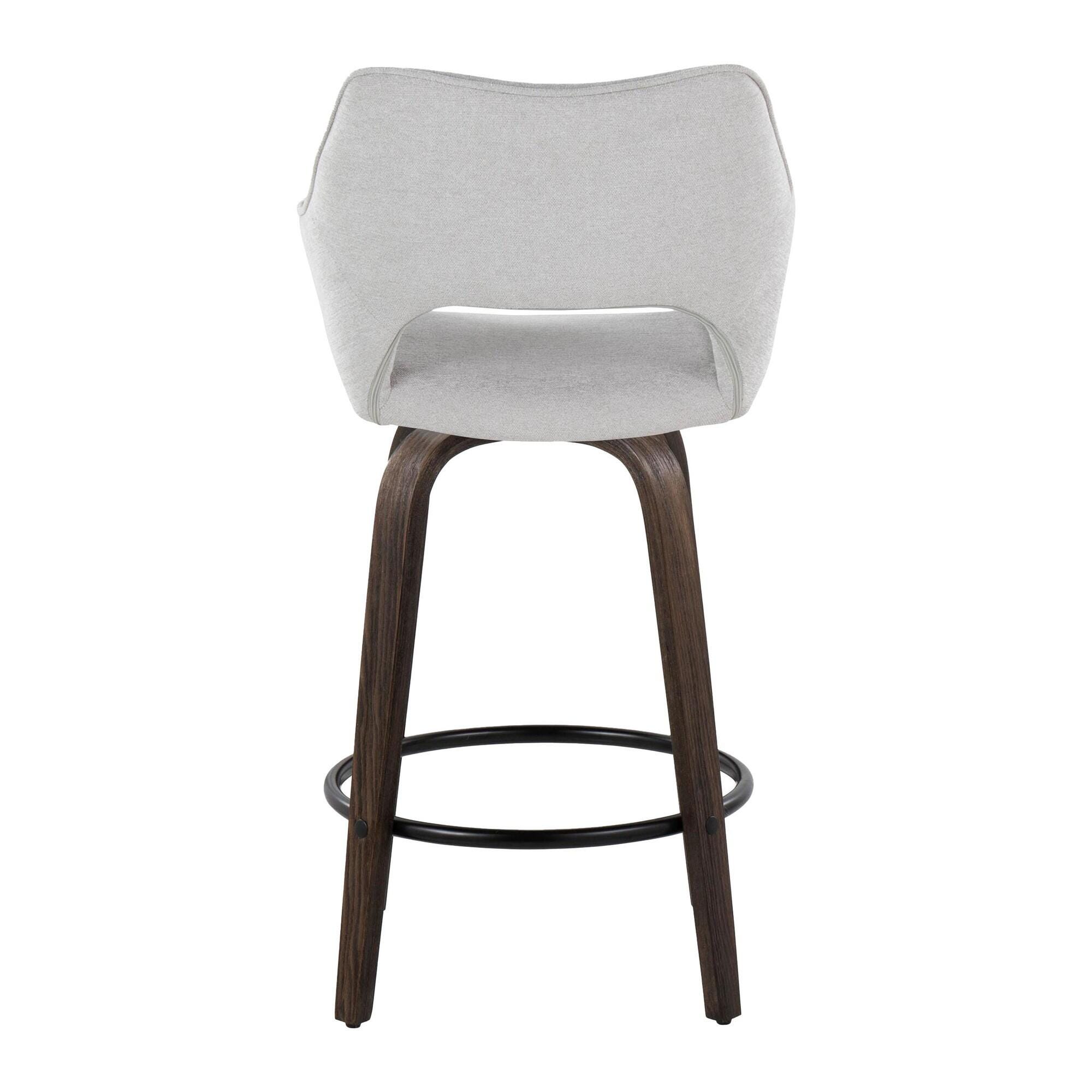 LumiSource Mustang Counter Height Bar Stool (Set of 2), Walnut/Gray, large
