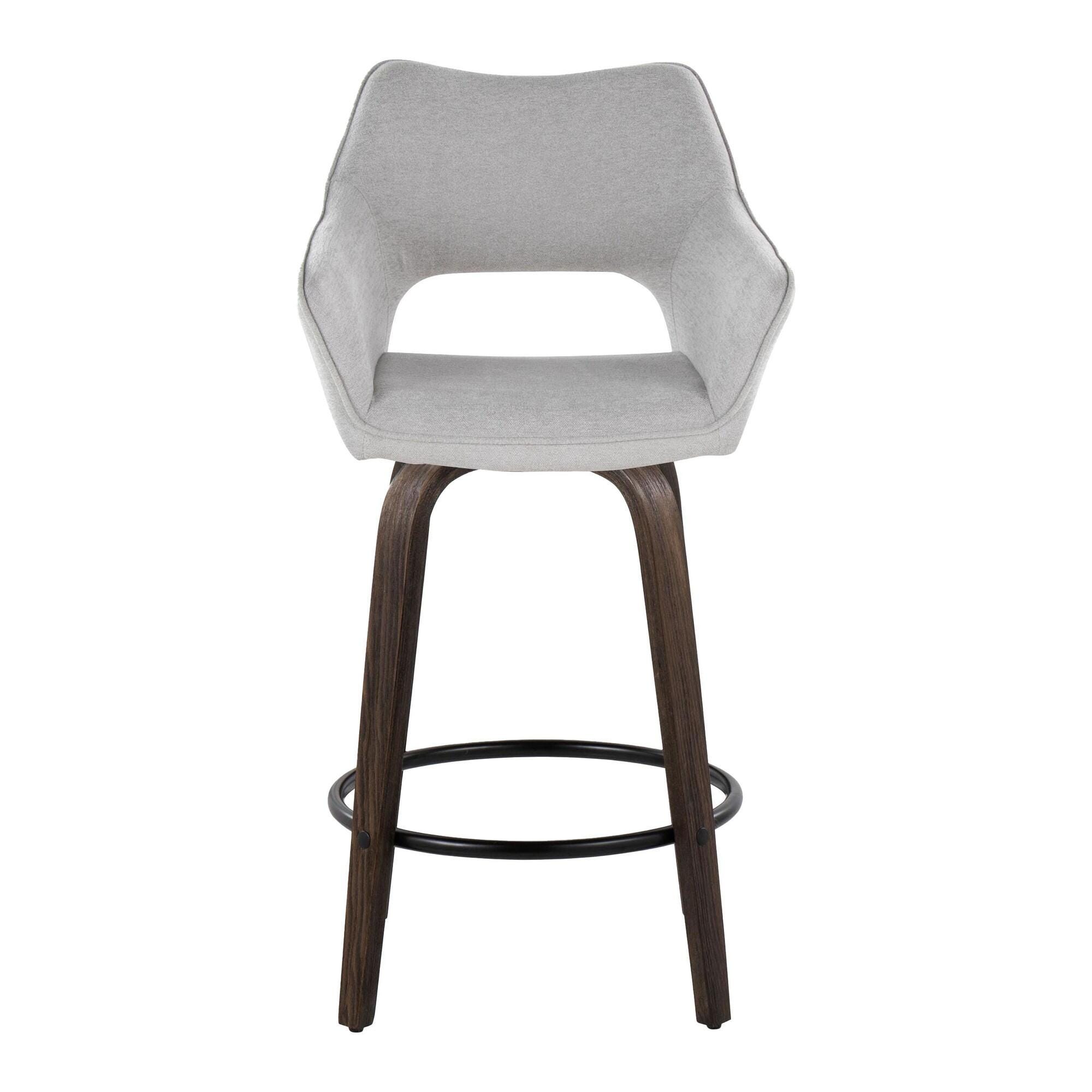 LumiSource Mustang Counter Height Bar Stool (Set of 2), Walnut/Gray, large