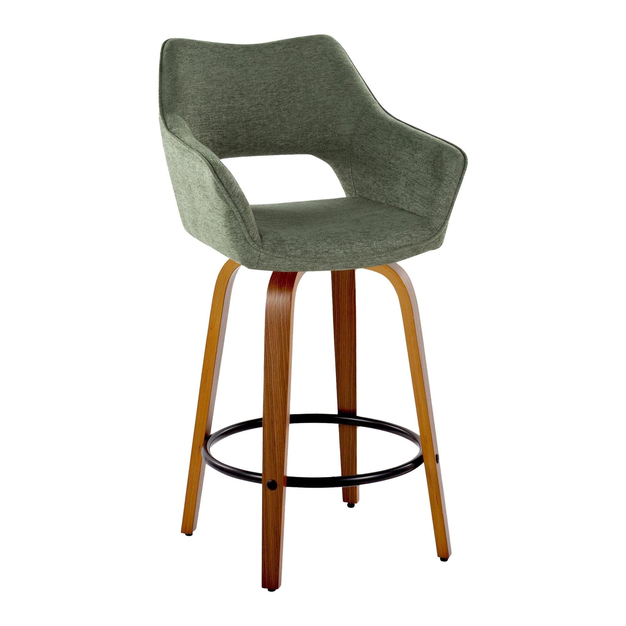 LumiSource Mustang Counter Height Bar Stool (Set of 2), Green/Brown, large