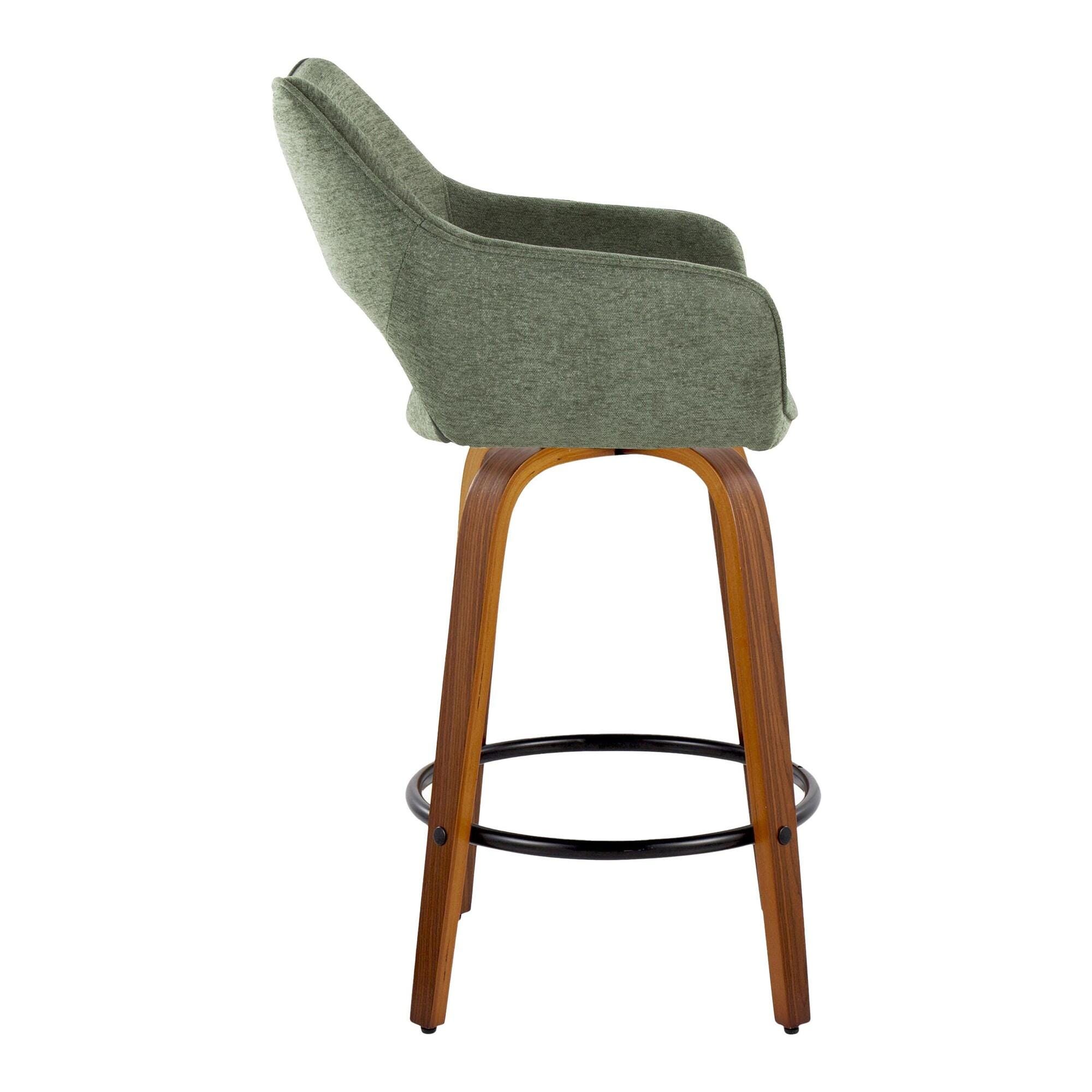 LumiSource Mustang Counter Height Bar Stool (Set of 2), Green/Brown, large