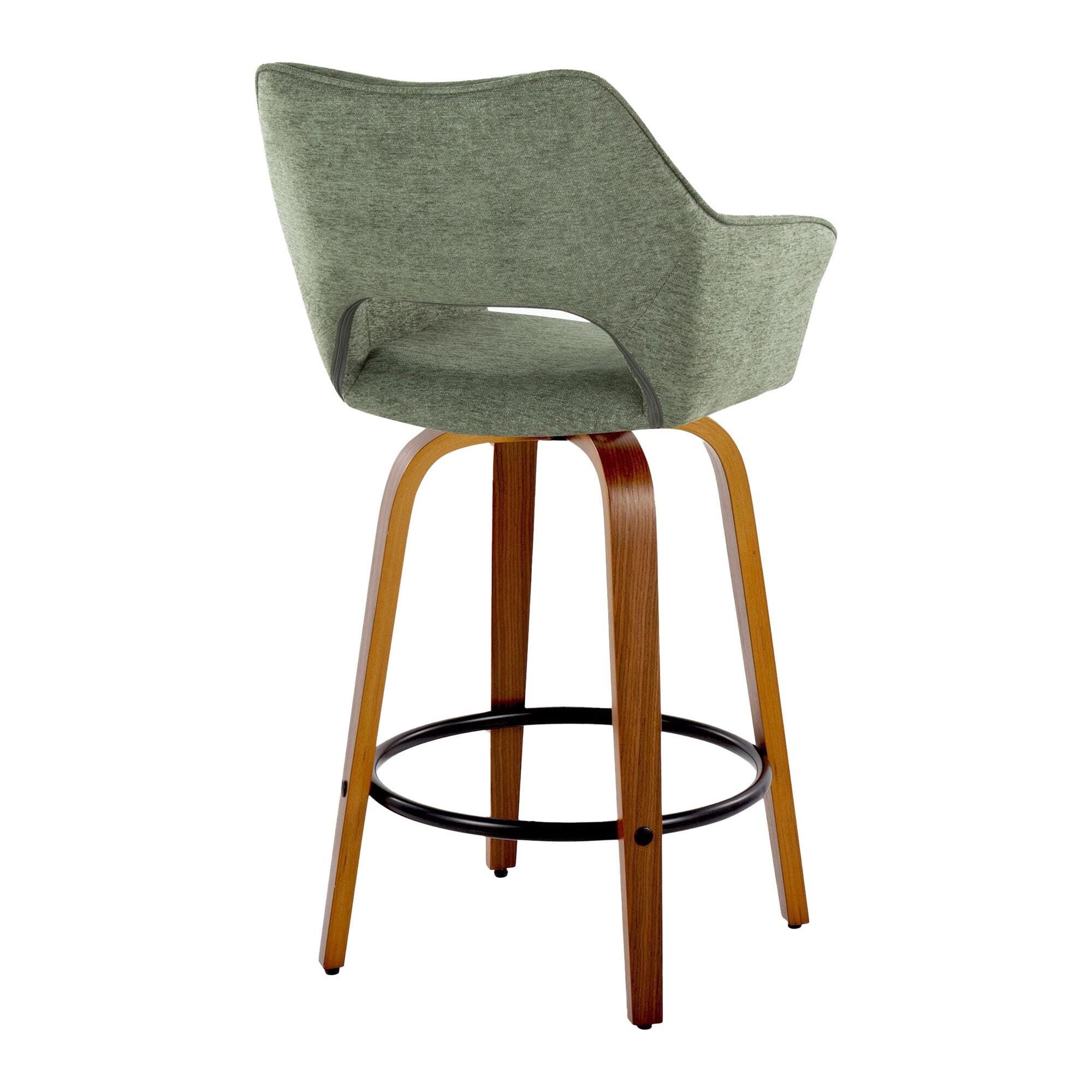 LumiSource Mustang Counter Height Bar Stool (Set of 2), Green/Brown, large